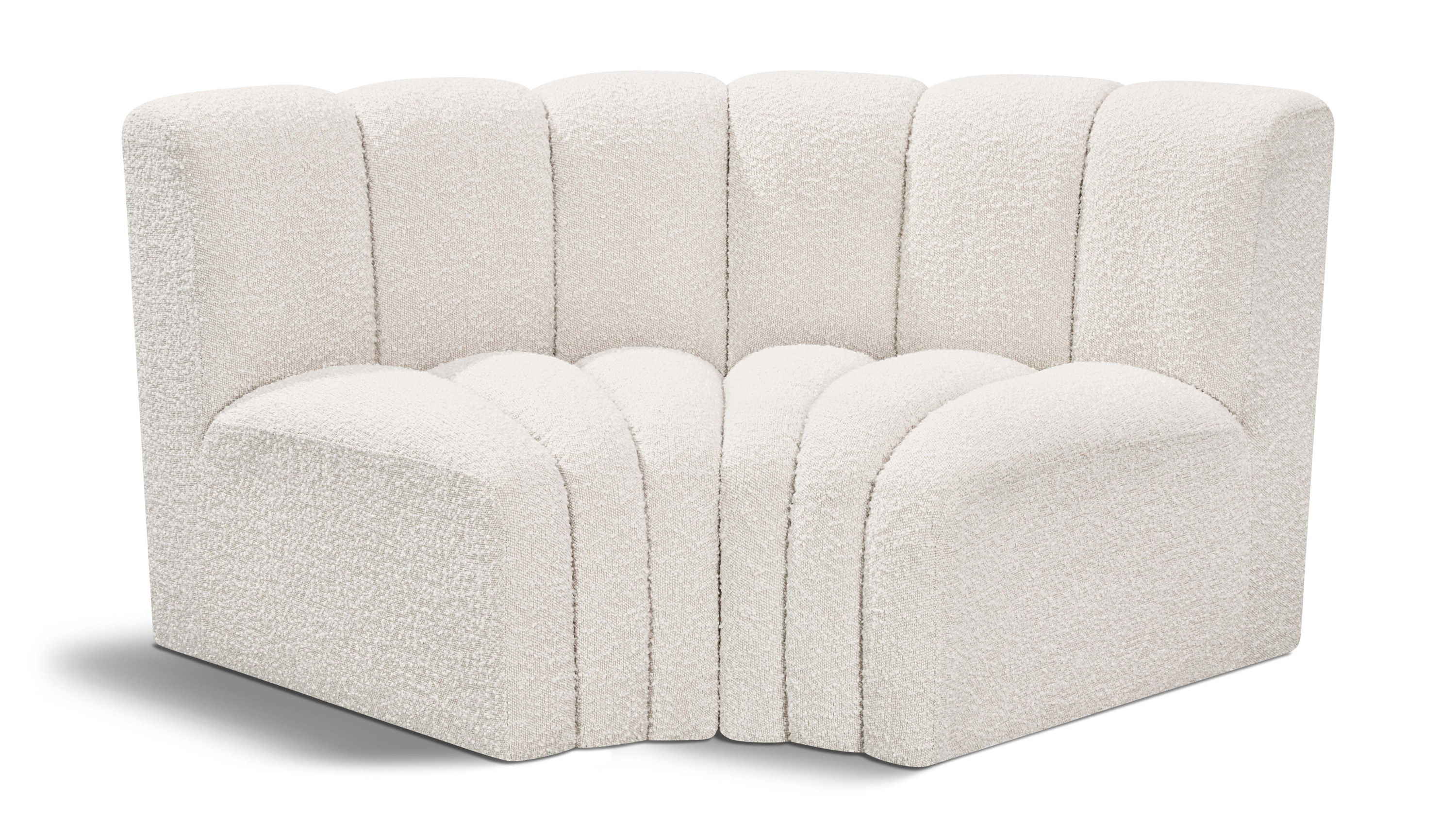 Arc - Boucle Fabric 2 Piece Modular Sofa - Cream