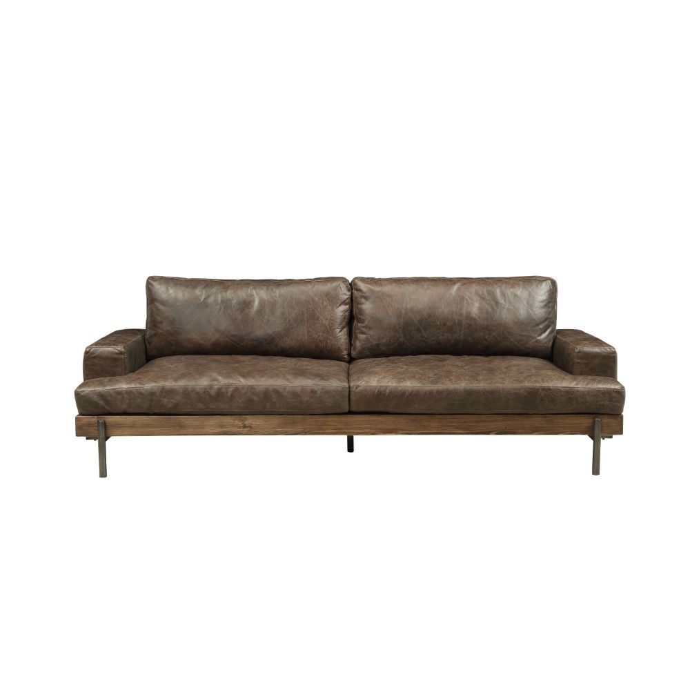 Silchester - Sofa - Distress Chocolate Top Grain Leather & Oak, dark brown, view 2