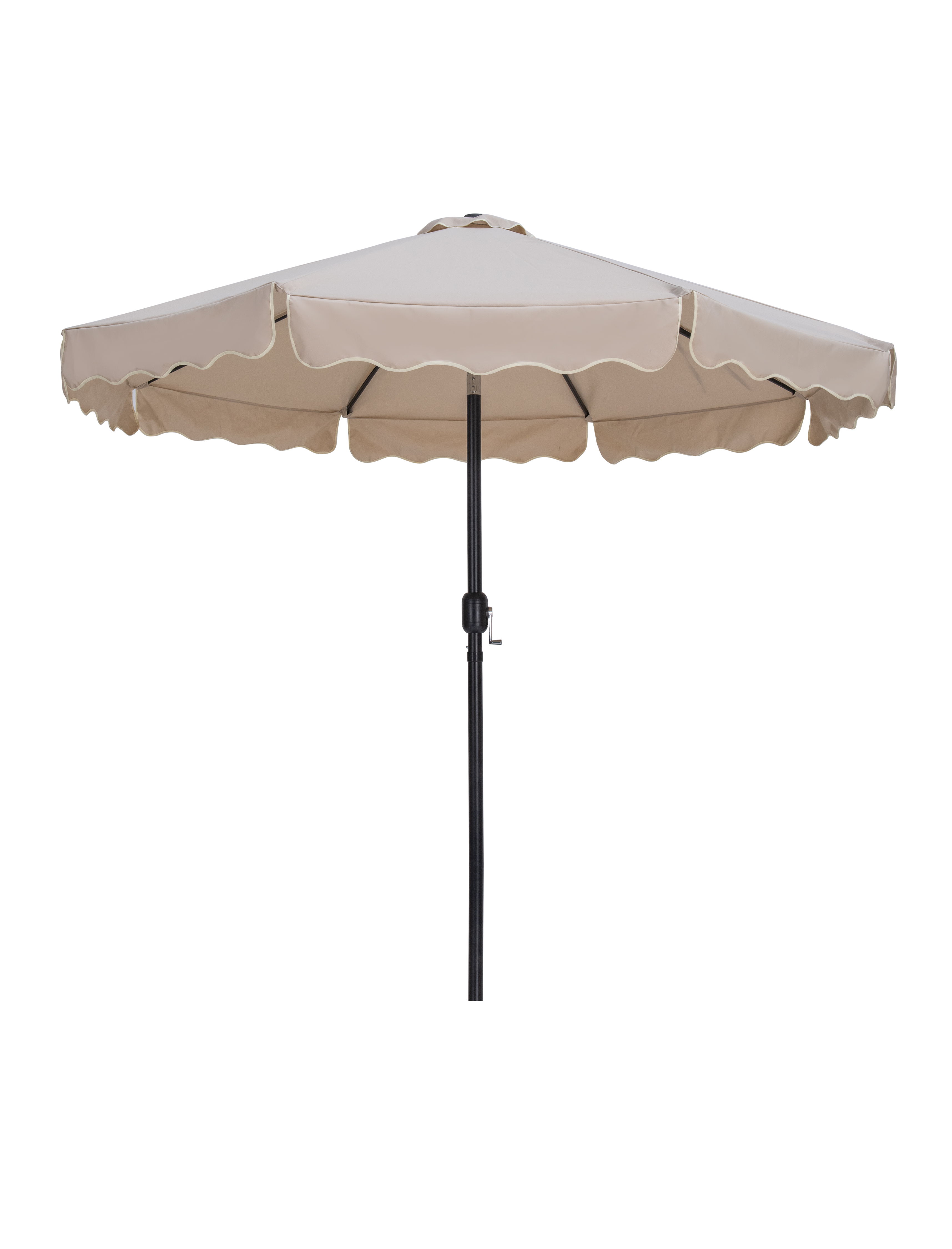 Amalfi - Aluminum Patio Umbrella with Base - Beige / Teak