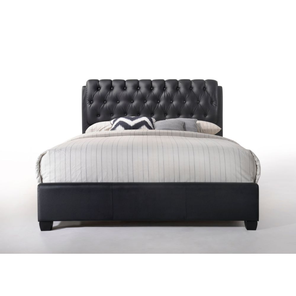 Ireland II - Eastern King Bed - Black Synthetic Leather, black