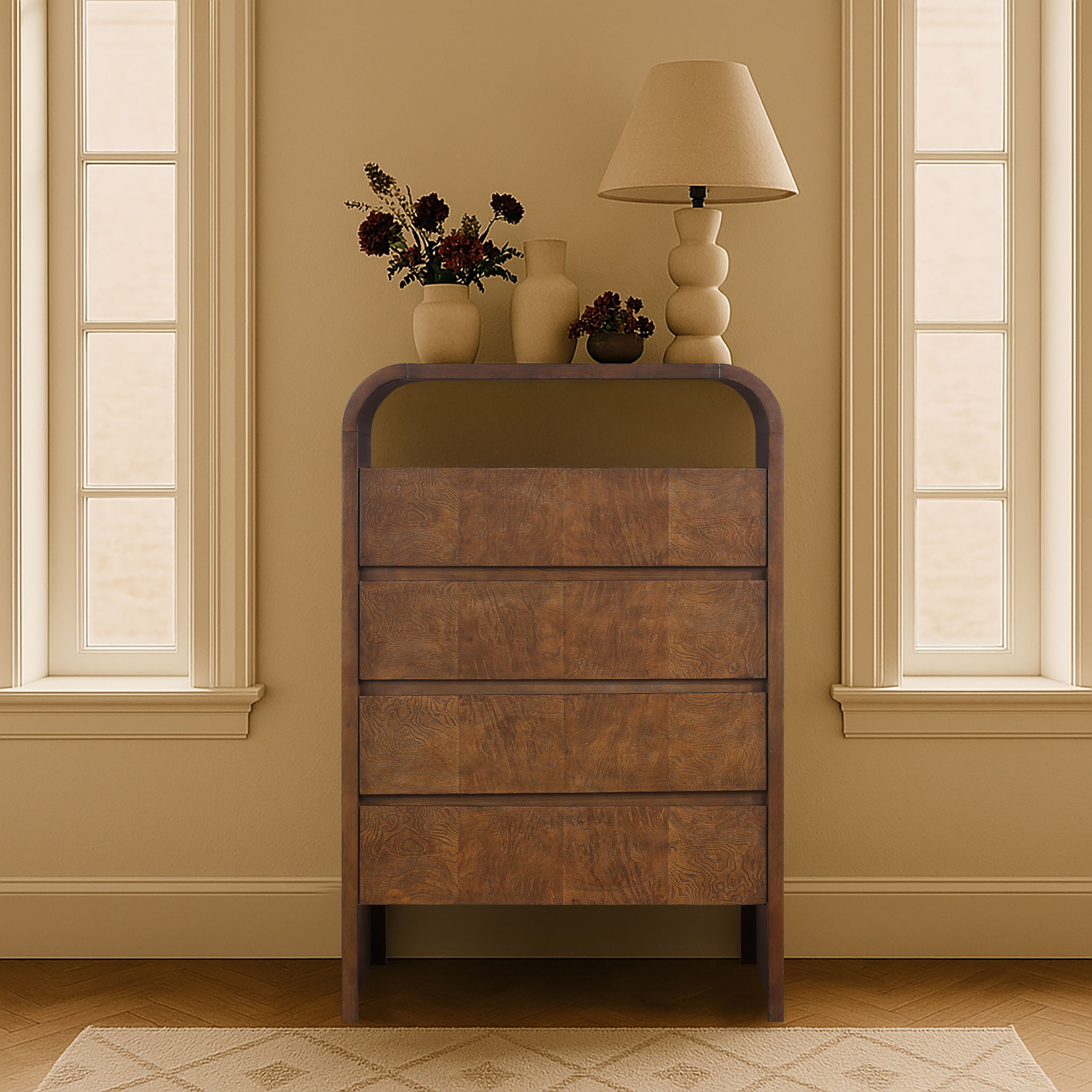 Giada - Solid Wood And Veneer Chest - Brown