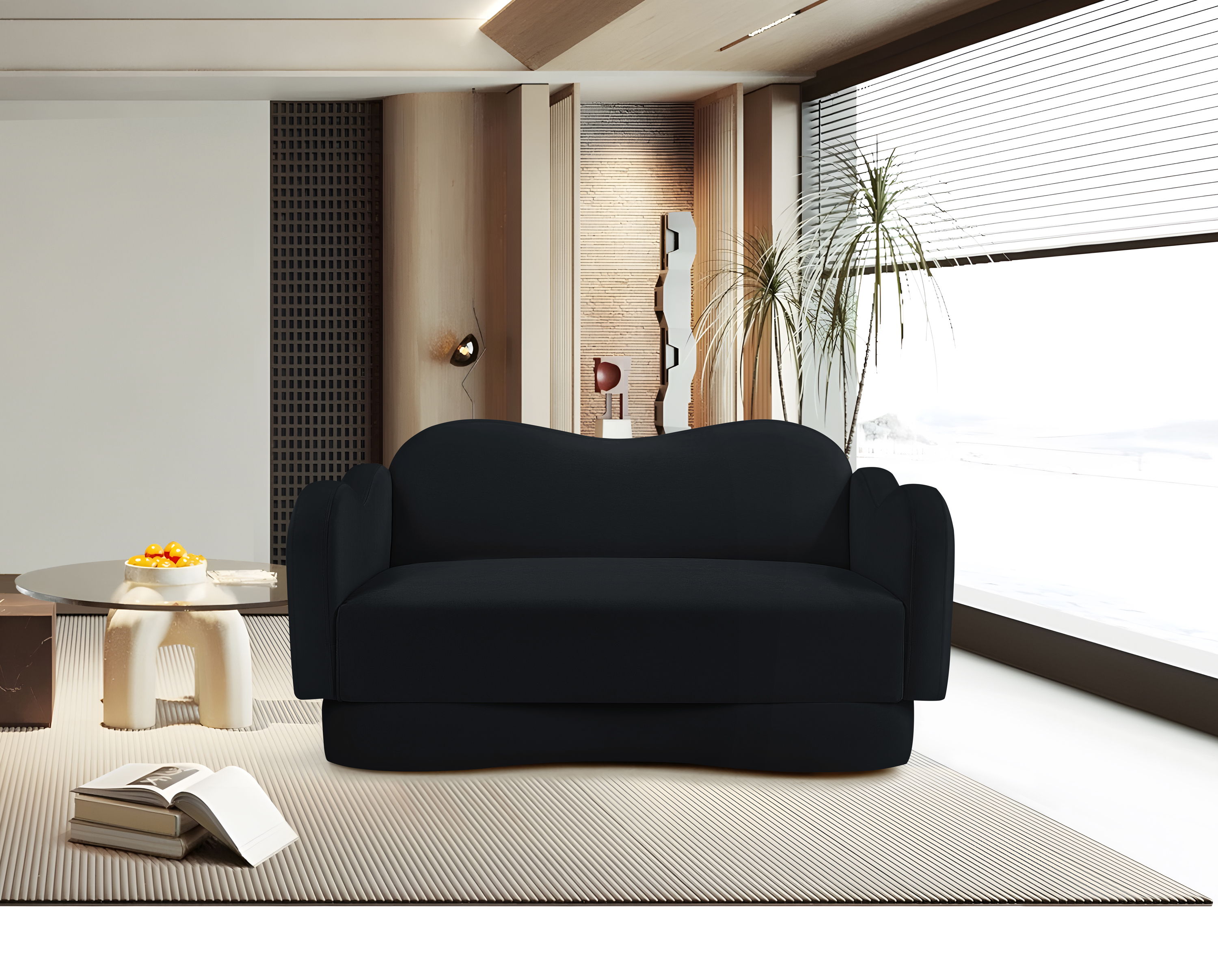Bloom - Velvet Loveseat - Black