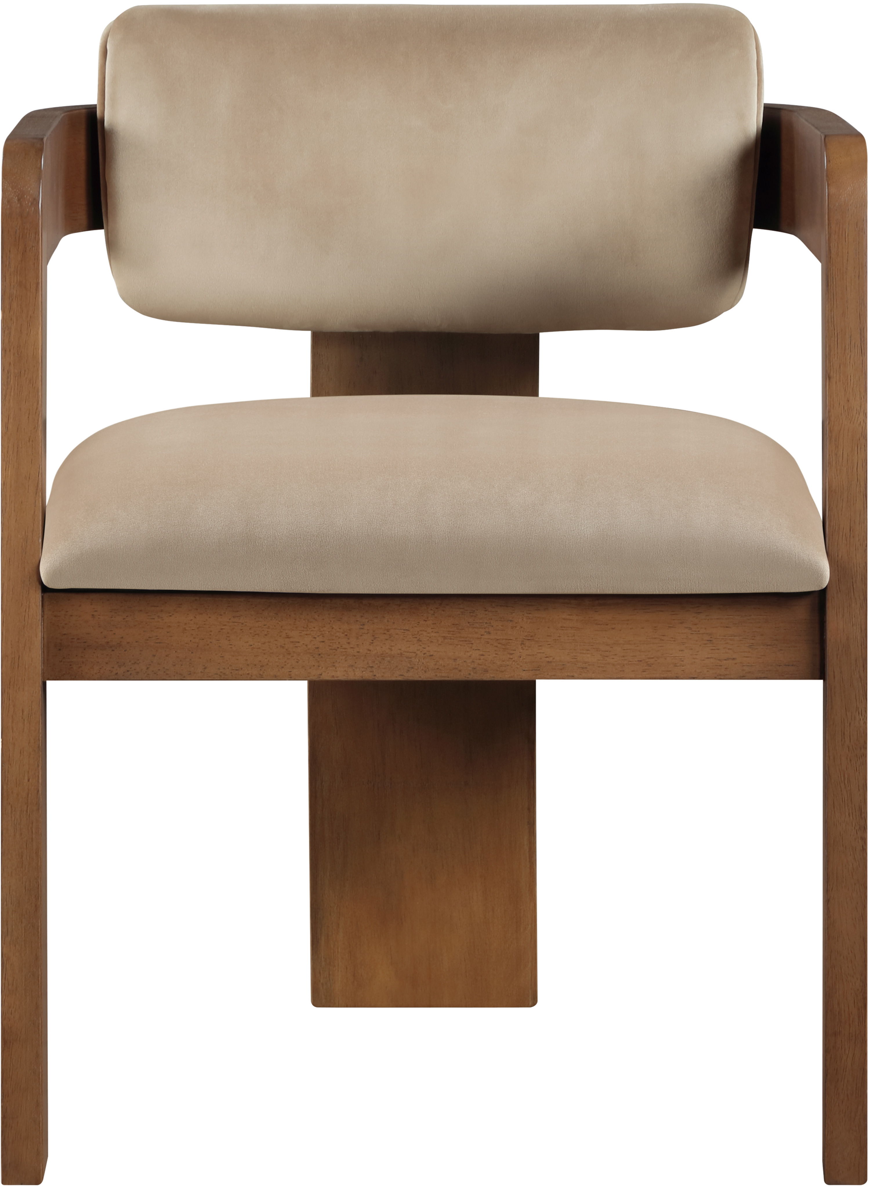 Sacha - Velvet Dining Chair With Brown Base (Set of 2) - Beige