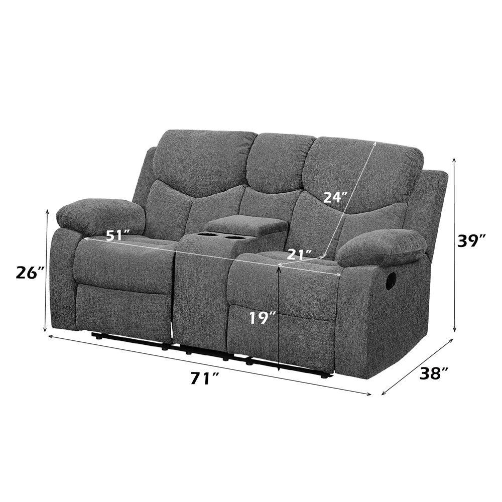 Kalen - Motion Loveseat With Console - Gray Chenille, dark gray, view 5