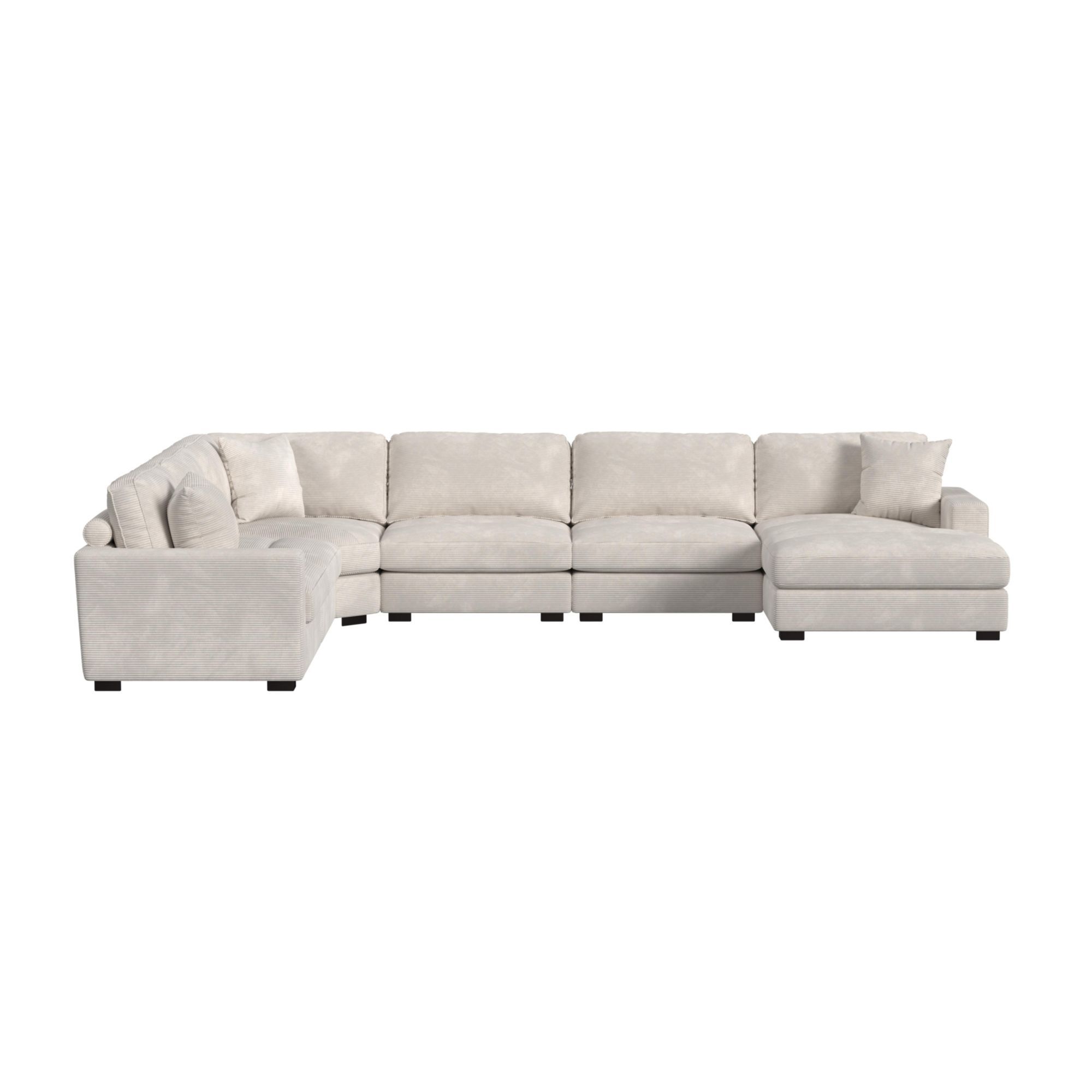 Arizona - Modular 6 Piece Sectional Set With RHF Chaise - Steno Beige