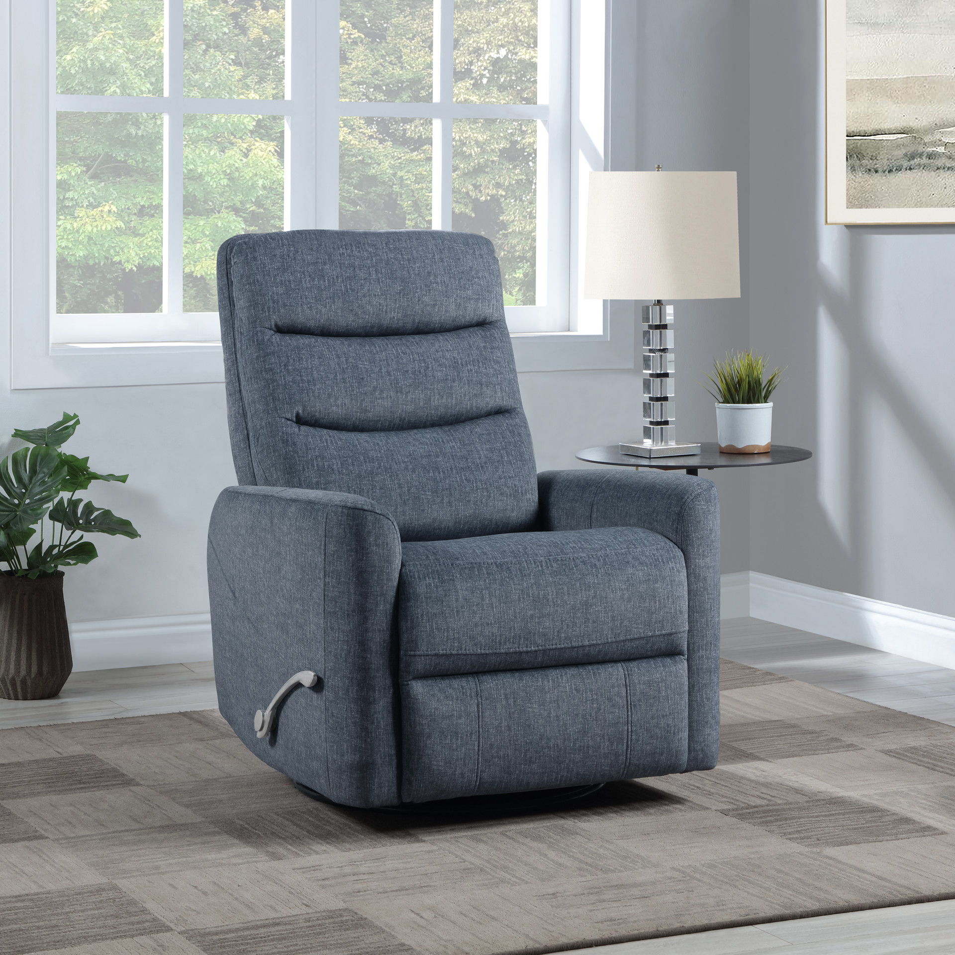 Takami - Swivel Recliner - Blue Poly, blue, view 8