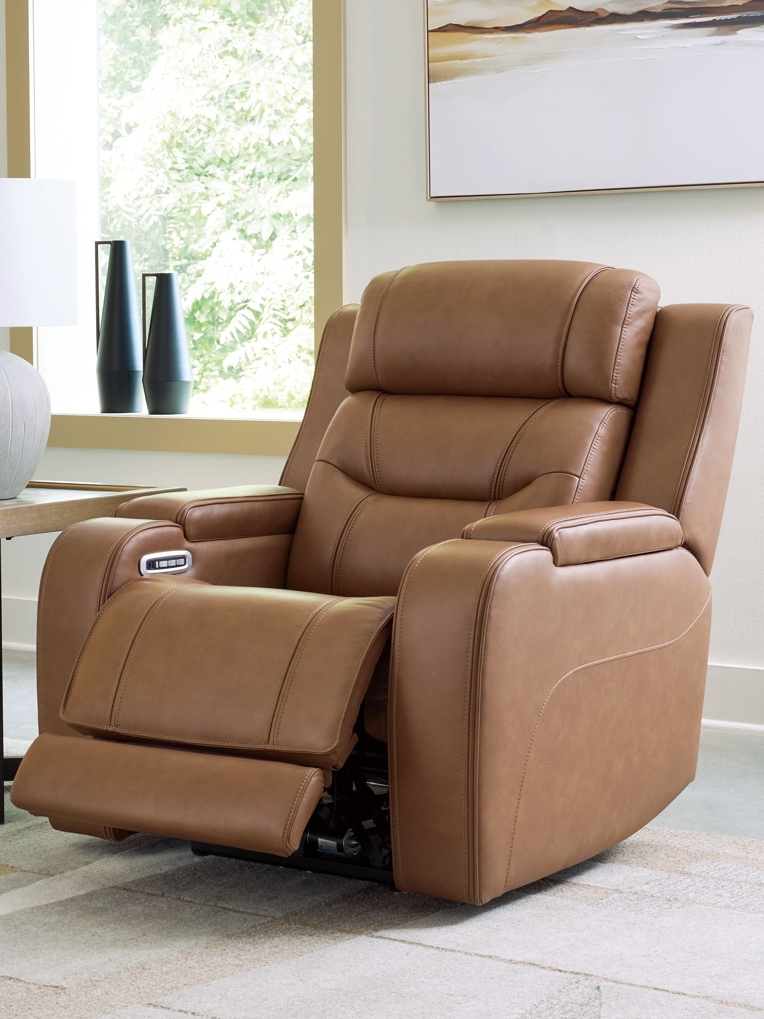 Ashley Furniture Knightington - Power Recliner With Audio Seating - Caramel - Image 6