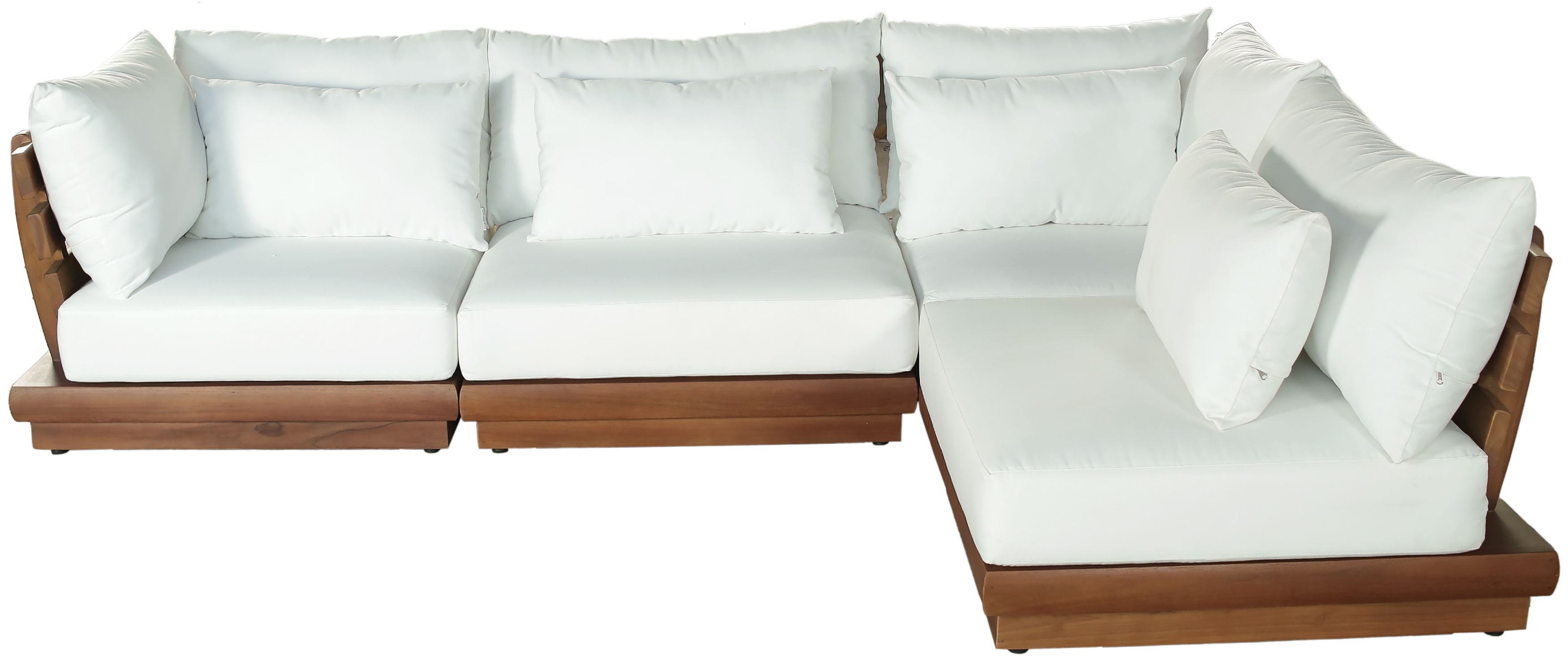 Mirella - 4 Piece Water Resistant Fabric Upholstered Outdoor Patio Modular Sectional - Off-White
