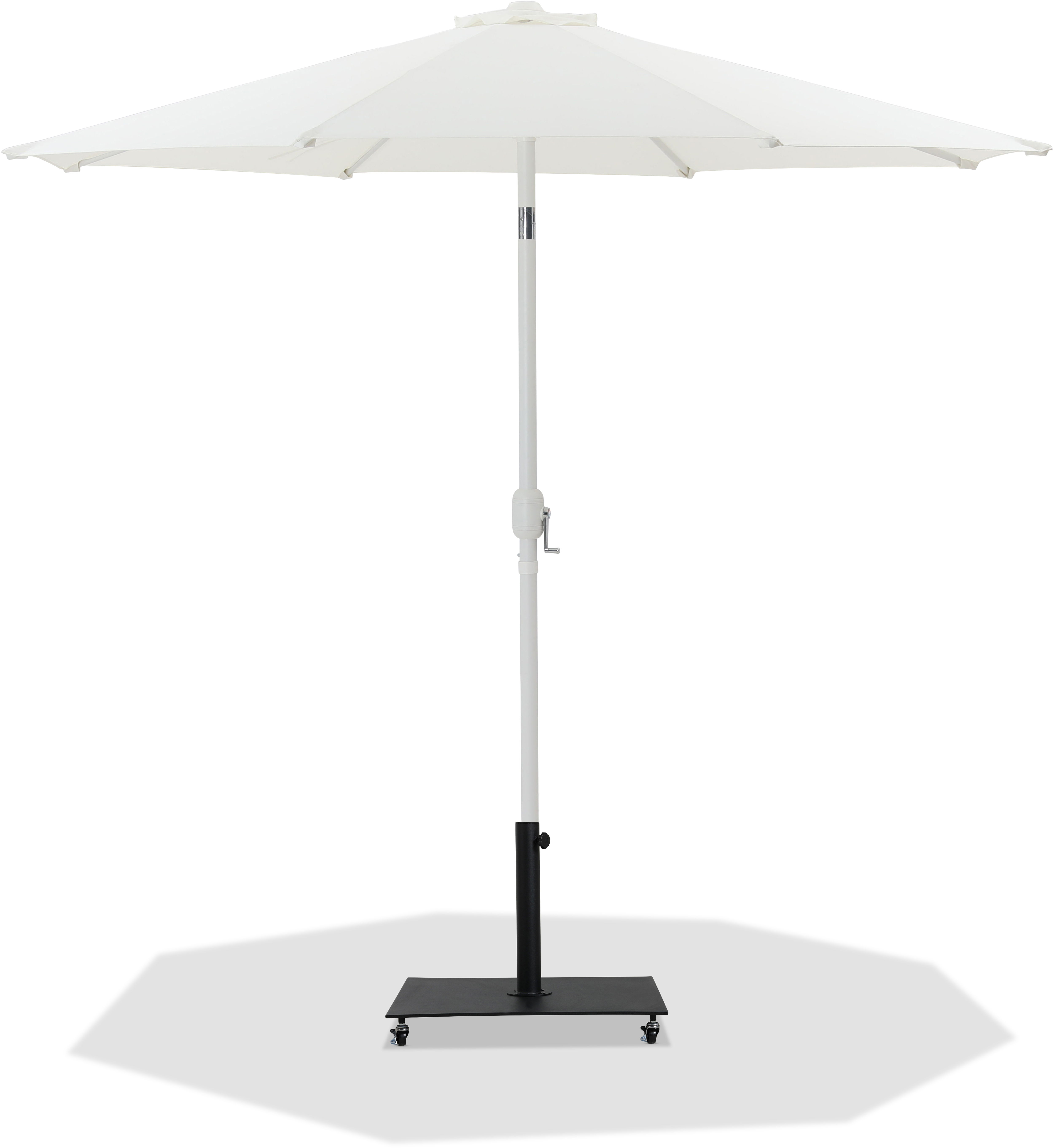 Fiji - Aluminum Patio Umbrella With Square Black And White Base - White