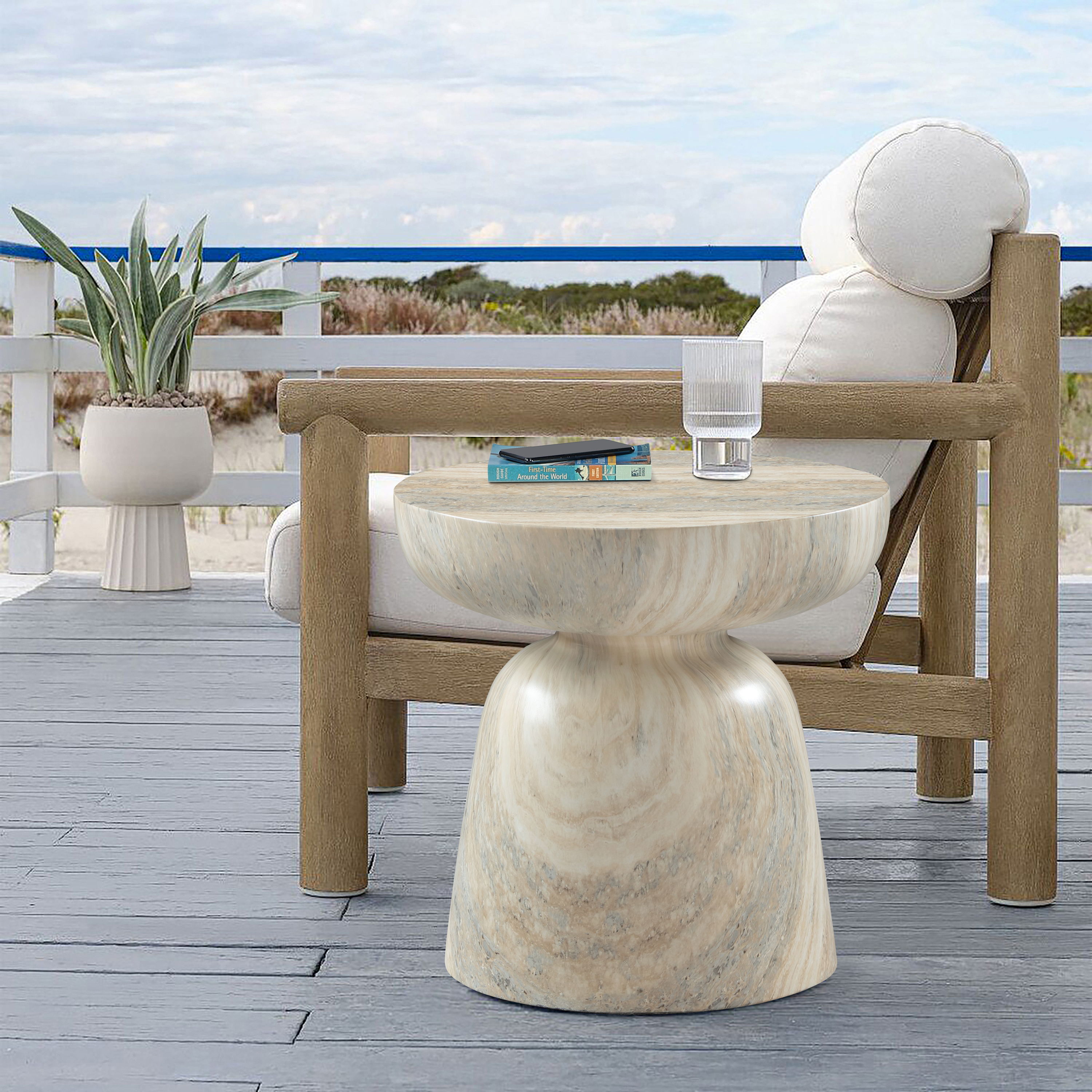Avellino - Concrete End Table - Travertine