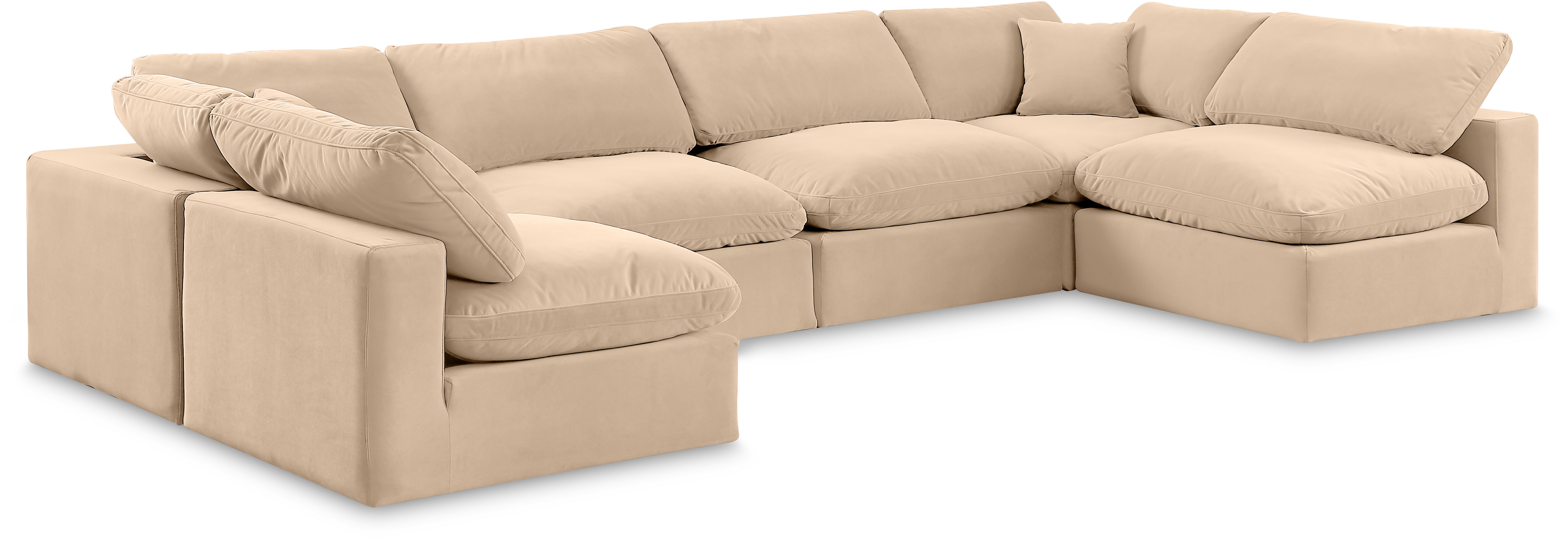 Comfy - 6 Piece Velvet Modular Armless Sectional - Light Beige