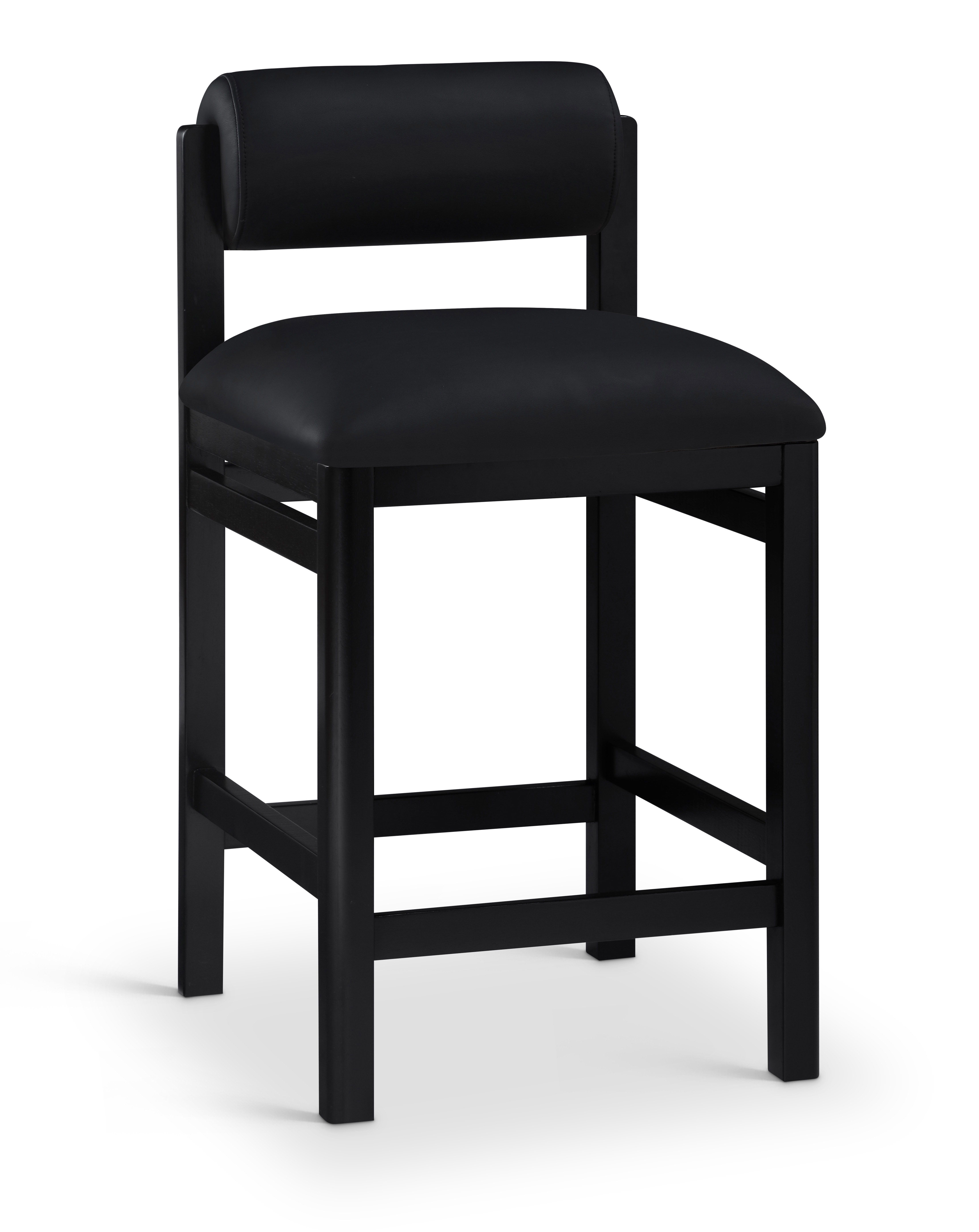 Roundhill - Vegan Leather Upholstered Counter Stool - Black
