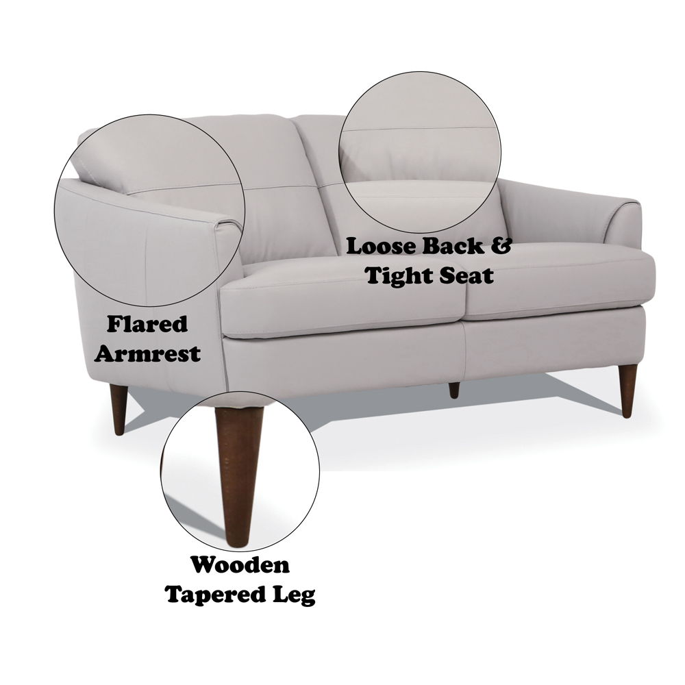 Helena - Loveseat - Pearl Gray Leather, light gray, view 5