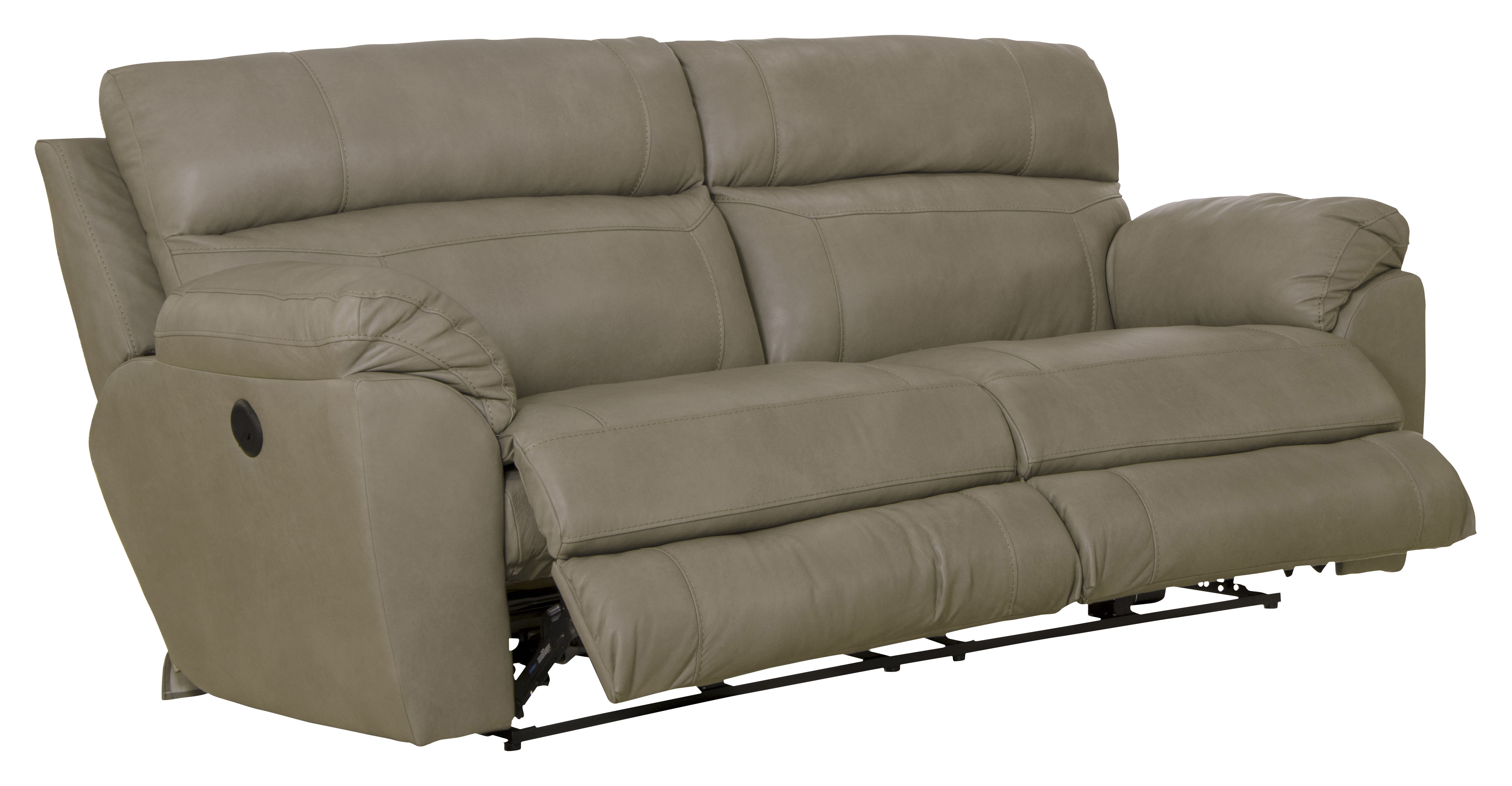 Costa - Top Grain Italian Leather Power Lay Flat Reclining Sofa - Putty