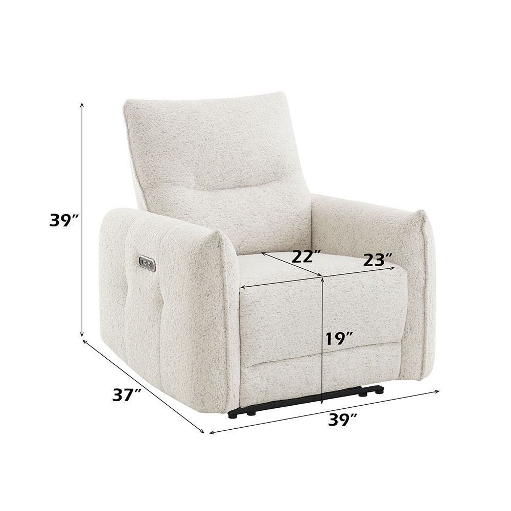 Lalisa - Power Motion Recliner With USB Port - Cream Chenille, white, view 8