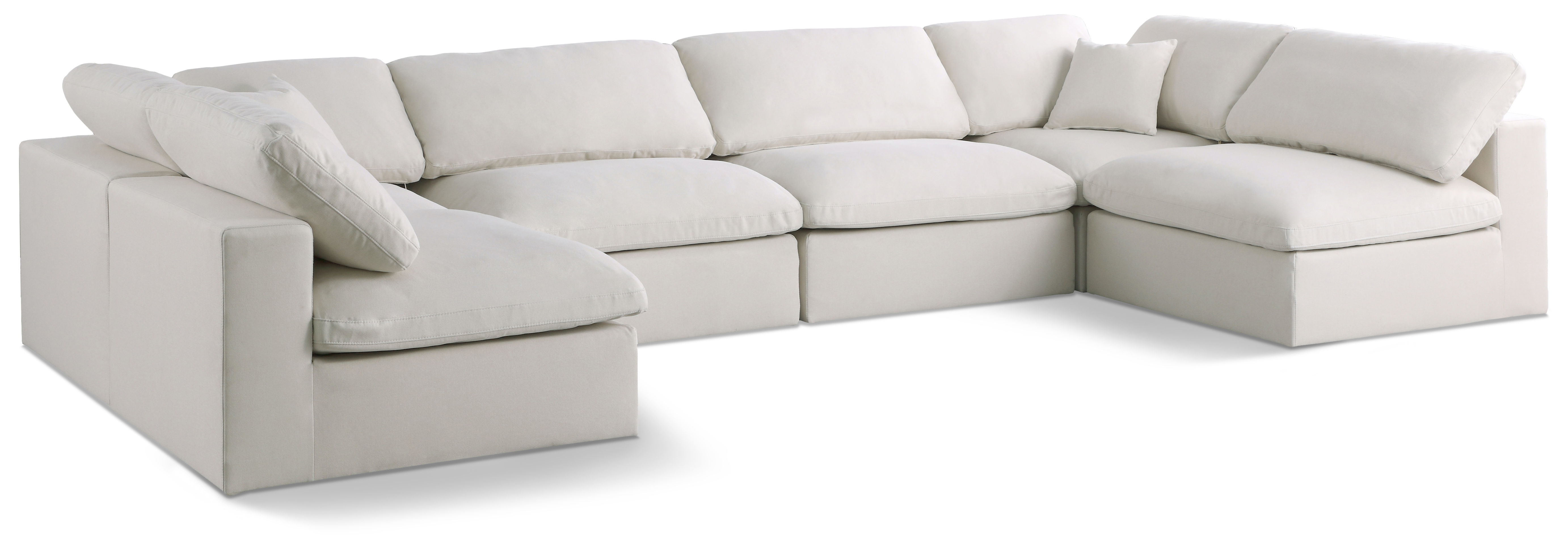 Plush - 6 Piece Modular U-Shaped Sectional - Cream