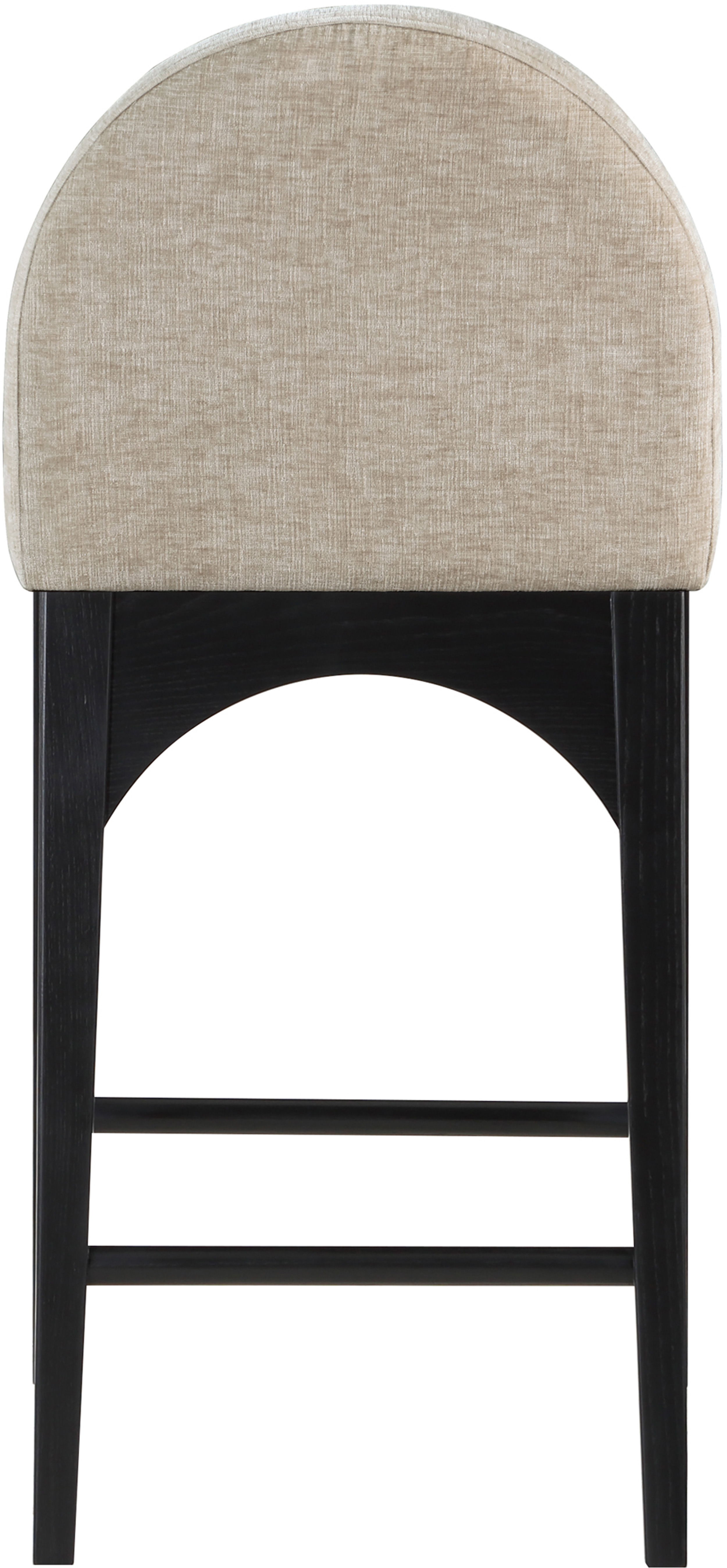 Waldorf - Chenille Stool With Black Legs - Beige