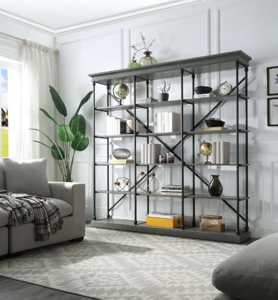 Rukia - 84" Bookshelf - Gray & Black, black, view 3