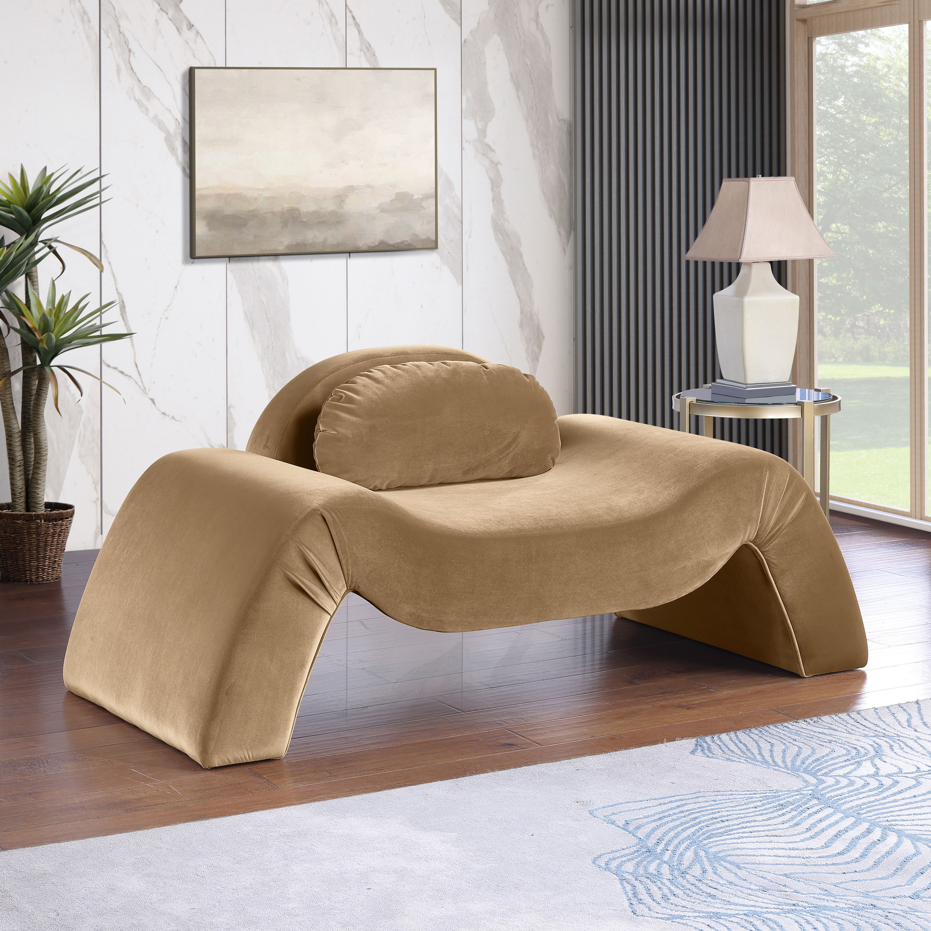 Austin - Velvet Accent Chair - Beige