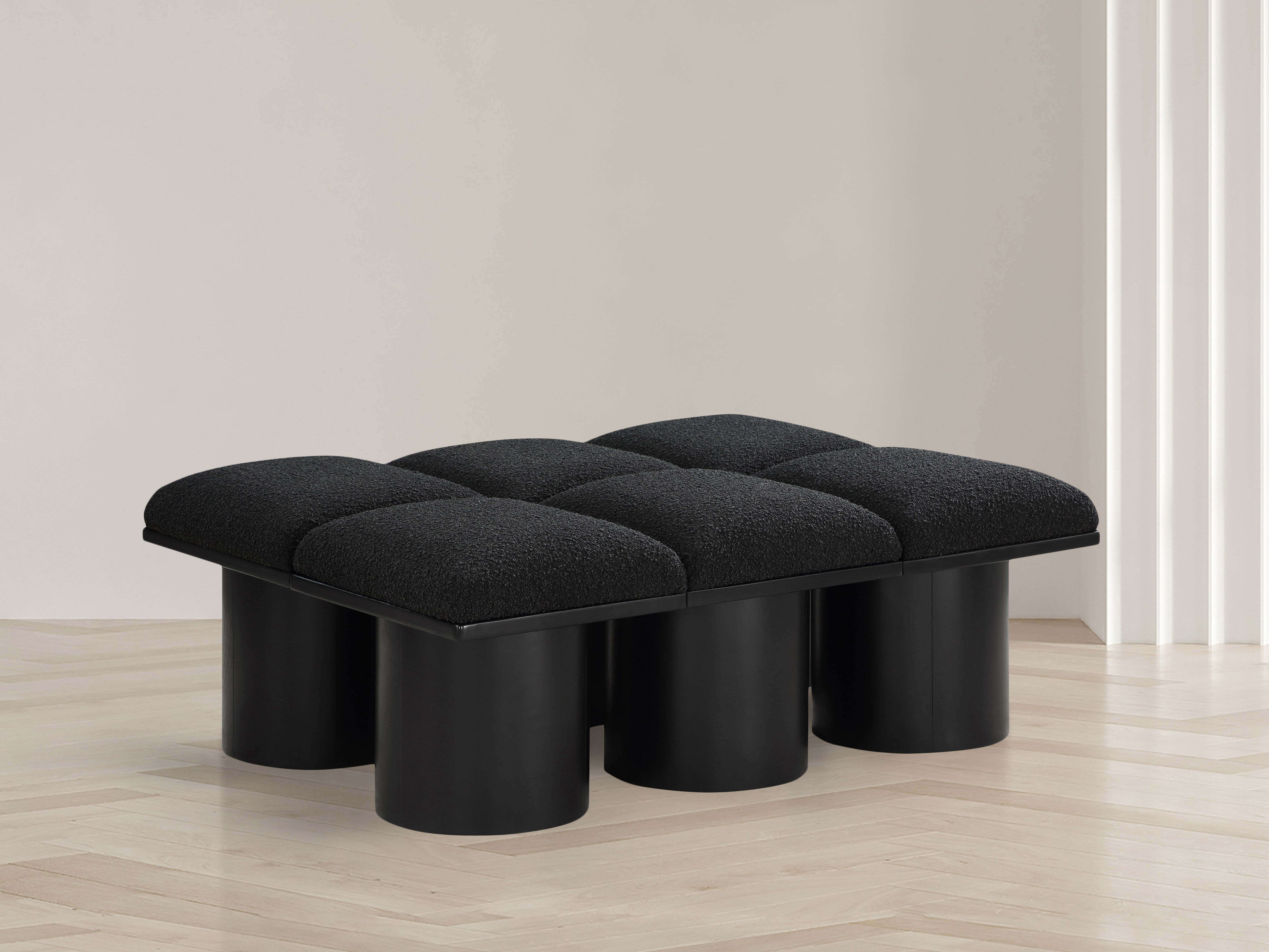 Pavilion - 46.5" 6 Piece Modular Bench With Black Base - Black