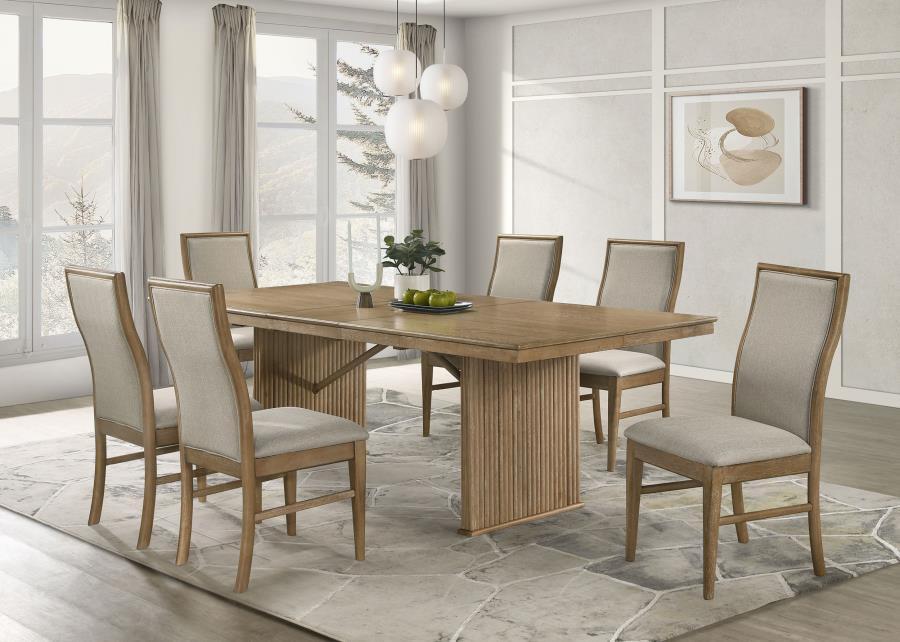Adina - 7 Piece Extension Dining Set - Distressed Light Brown Image