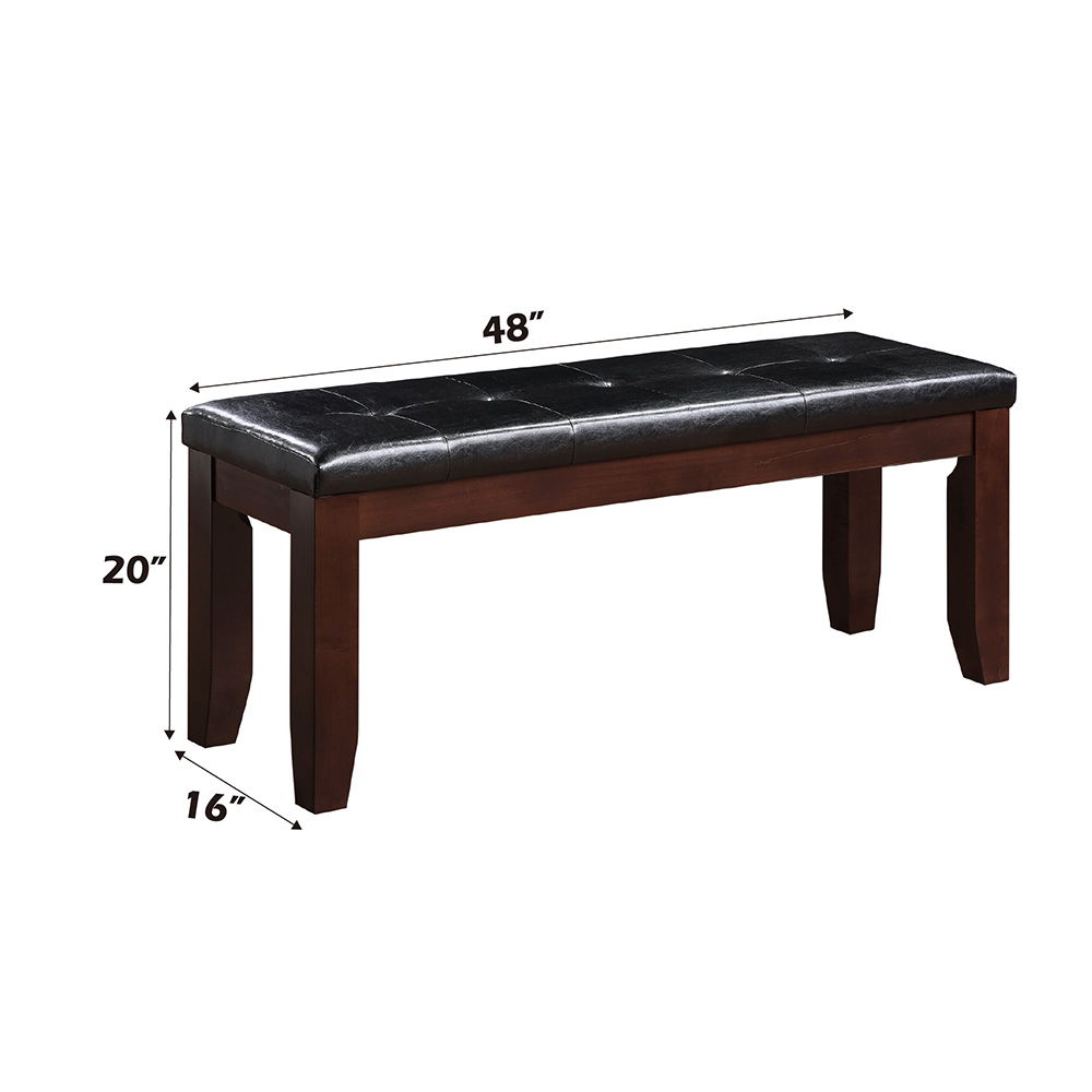 Urbana - 48" Bench - Black Synthetic Leather & Cherry, dark brown, view 6