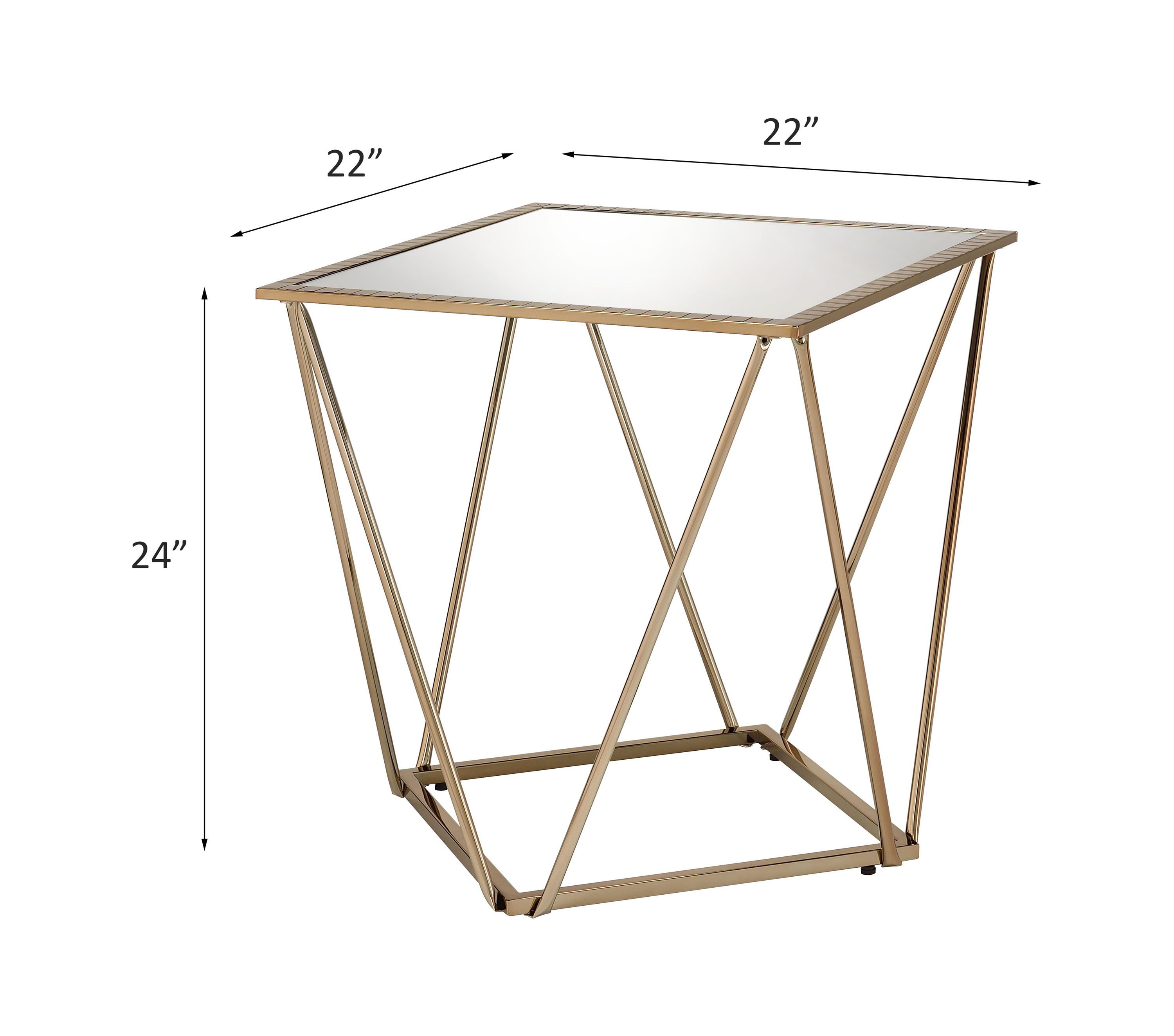 Fogya - End Table - Mirrored & Champagne Gold, gold, view 3