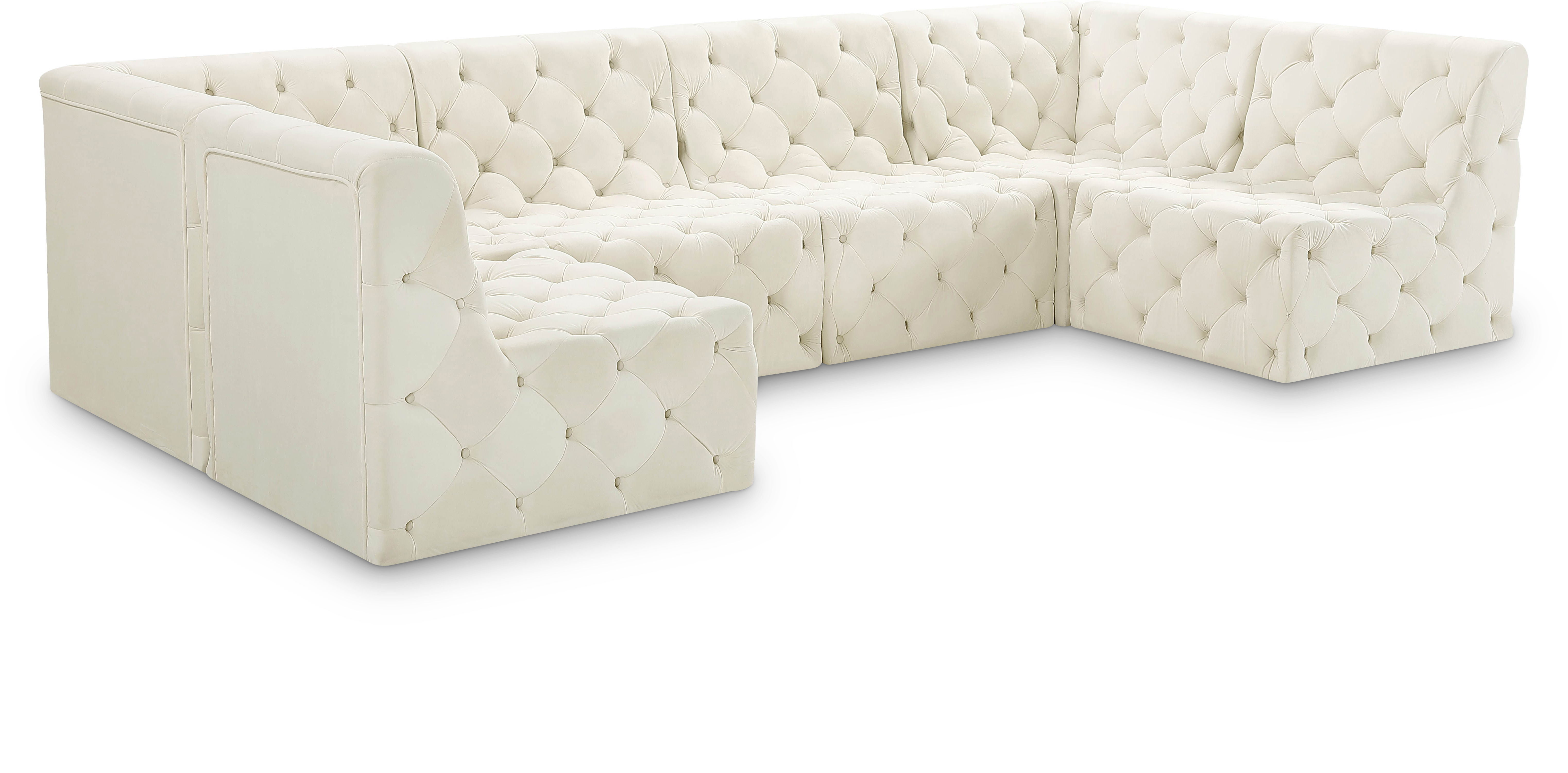 Tuft - 6 Piece Modular U-Shaped Sectional - Cream