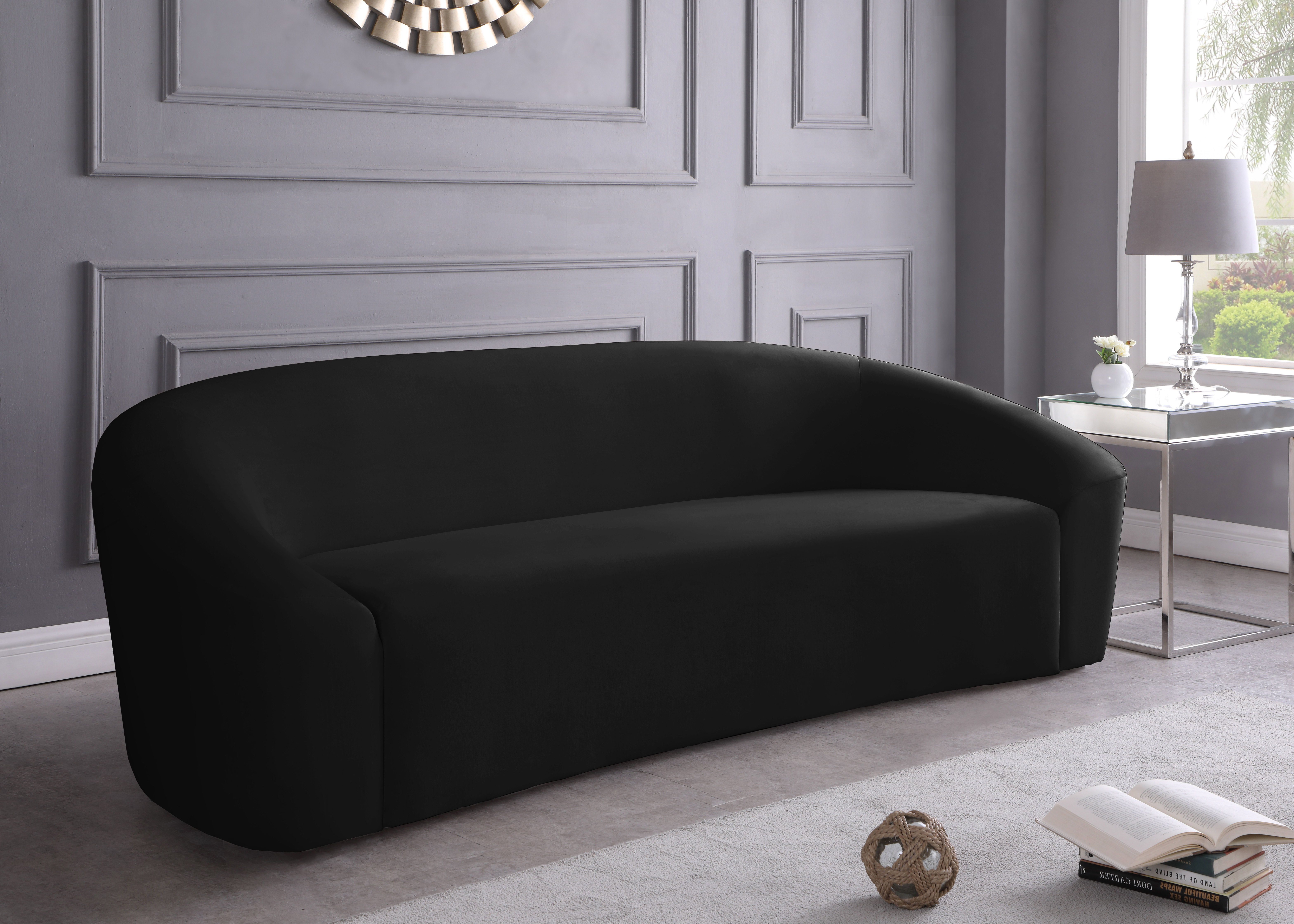 Riley - Velvet Sofa - Black