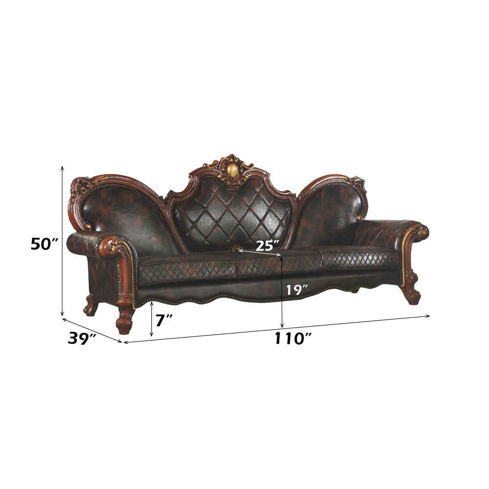 Picardy - Oversized Sofa With 5 Pillows - Synthetic Leather & Honey Oak, dark brown, view 5