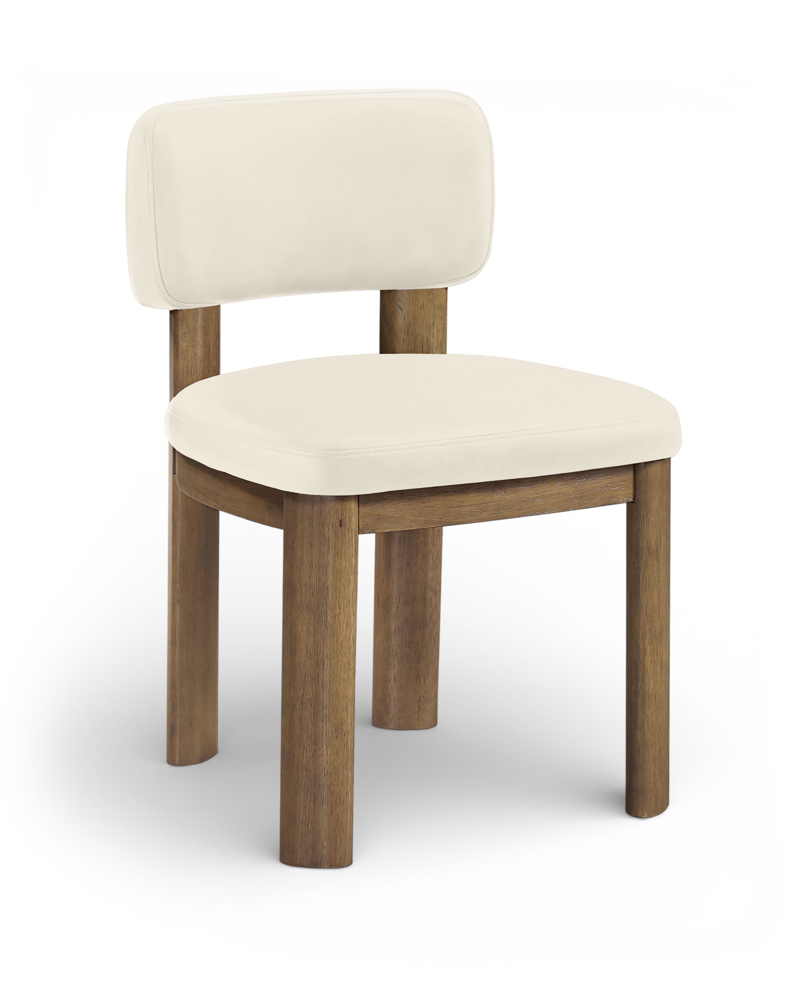 Paloma - Vegan Leather Upholstered Dining Chair (Set of 2) - Cream / Light Brown Walnut