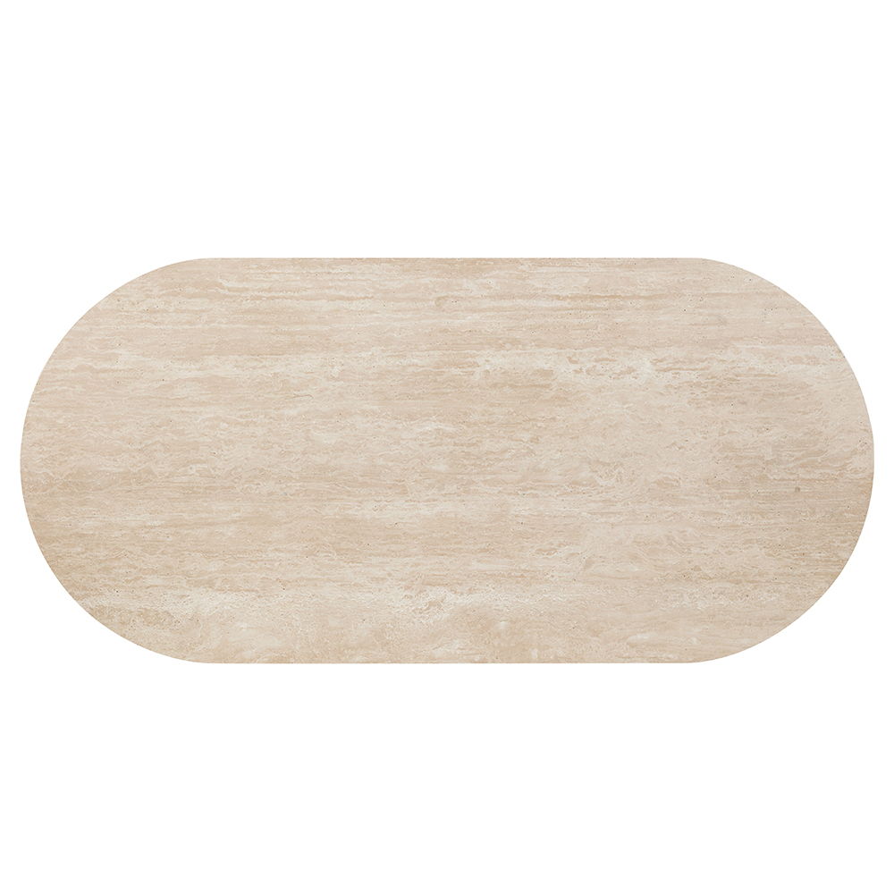 Leonardo - Dining Table - Travertine Top & Dark Oak, dark brown, view 3
