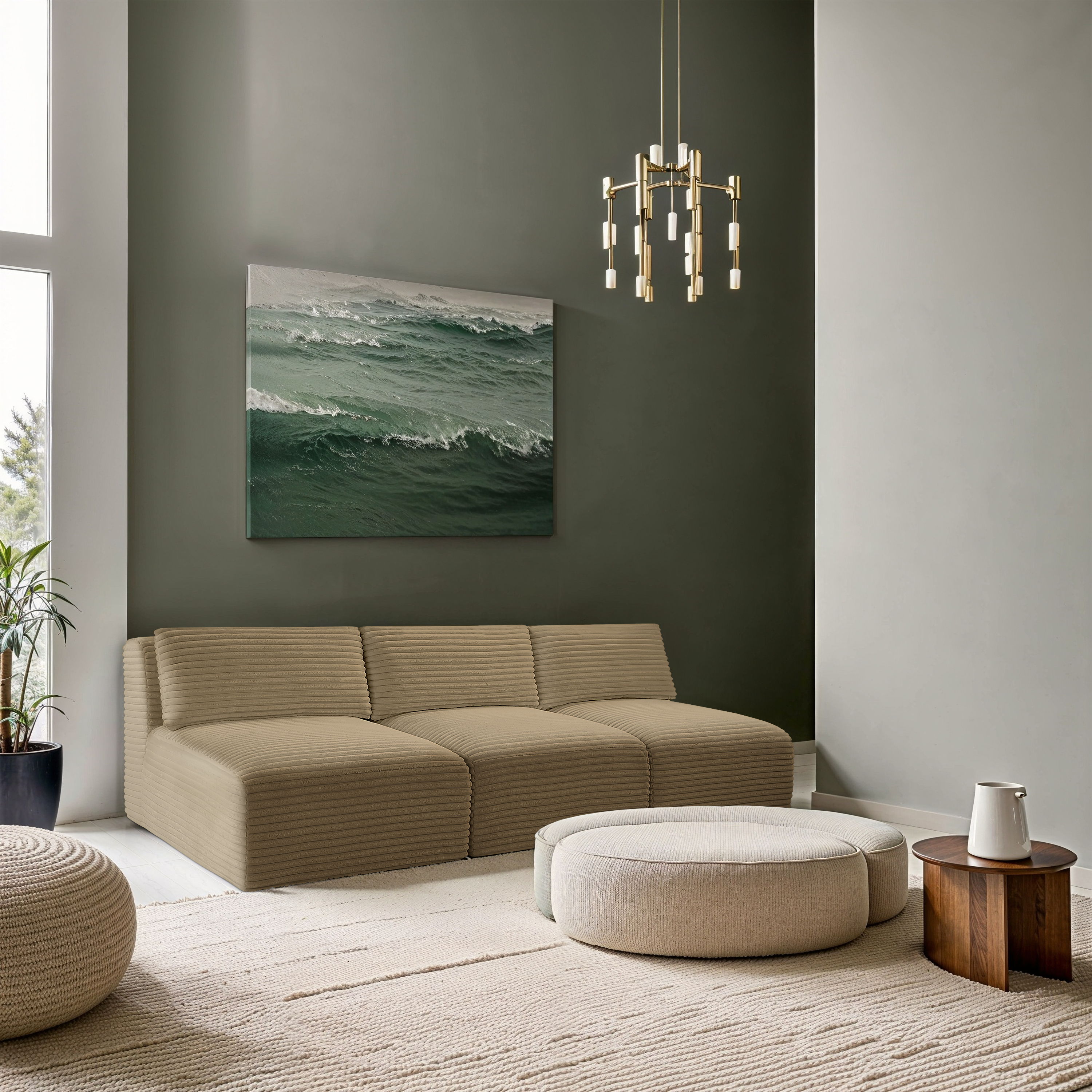 Shaggy - 3 Piece Modular Armless Sofa - Camel