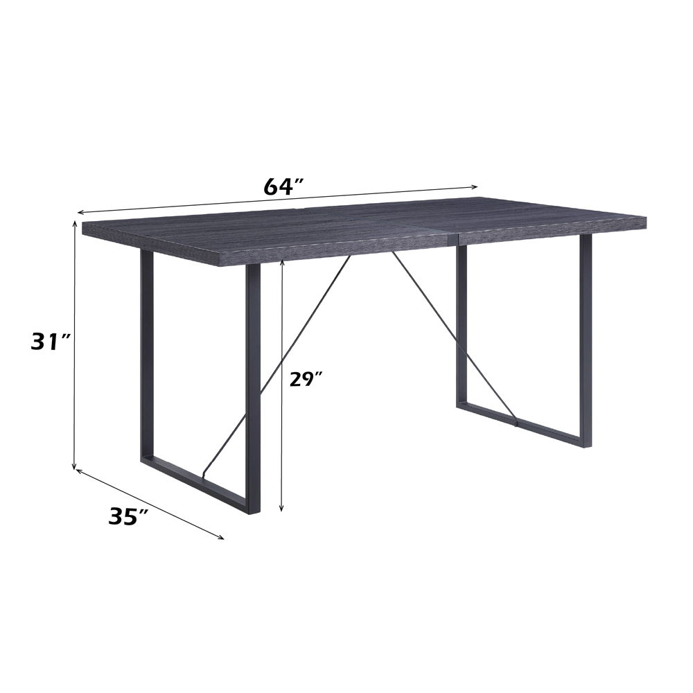 Nakula - Dining Table - Gray Oak & Black, black, view 3