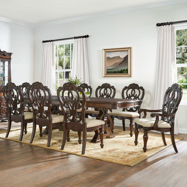9 Pc · Dining Table, 6 Side Chairs, 2 Arm Chairs