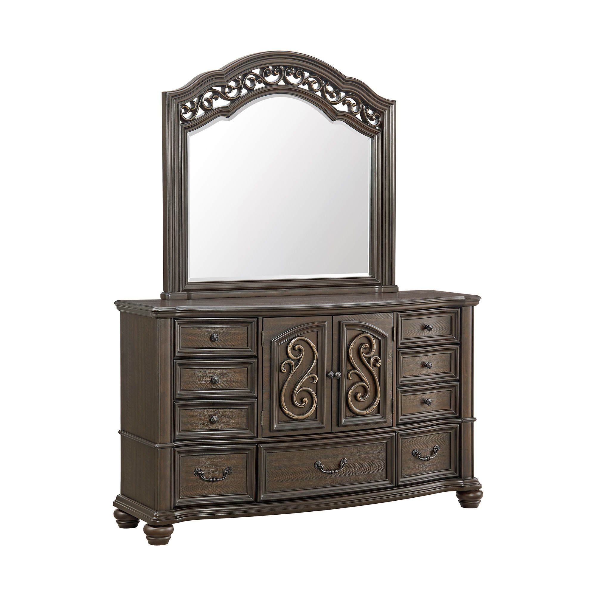 Brunswick - Queen Panel 5 Piece Bedroom Set - Mahogany