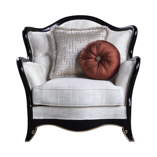 Nurmive - Chair With 2 Pillows - Beige Fabric, white, view 2