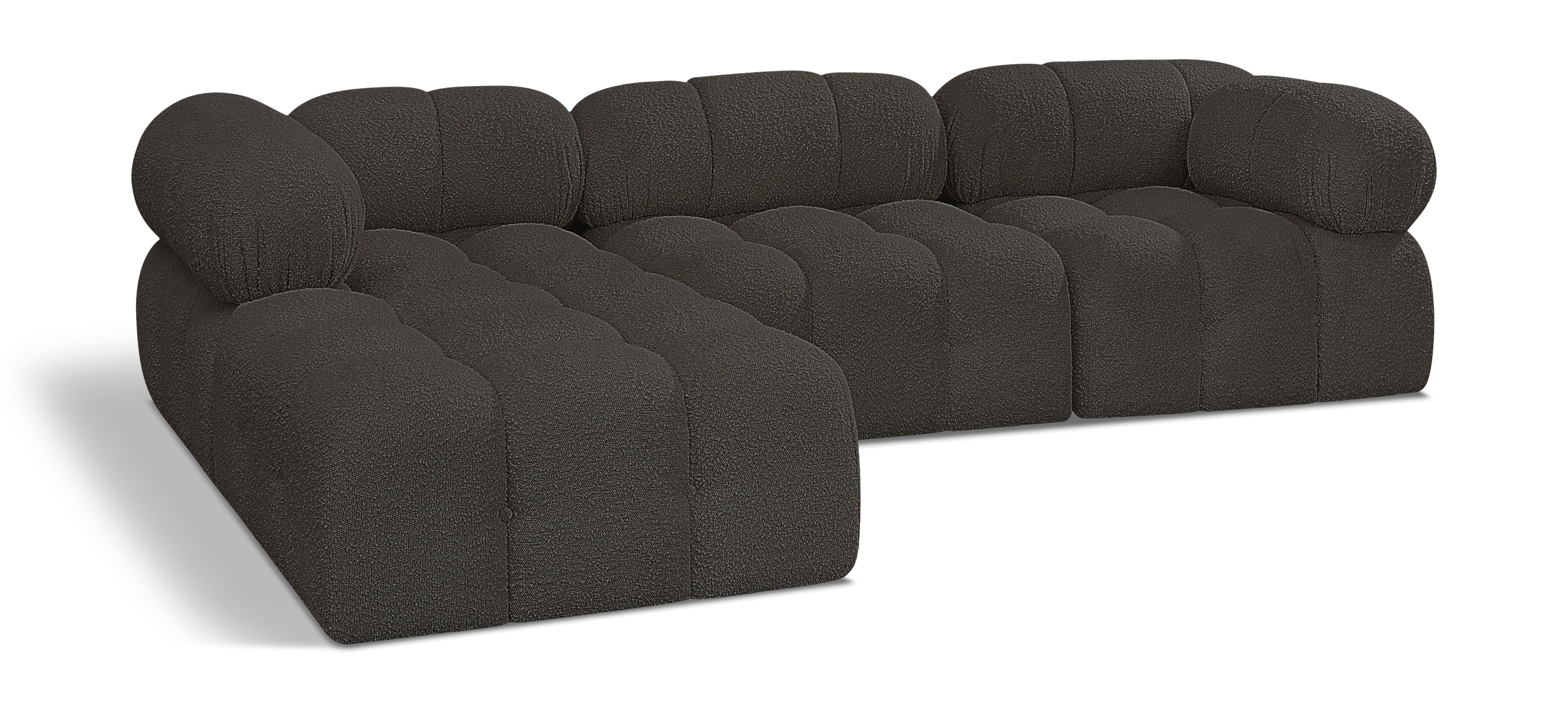 Ames - 4 Piece Fabric Modular Sectional - Brown