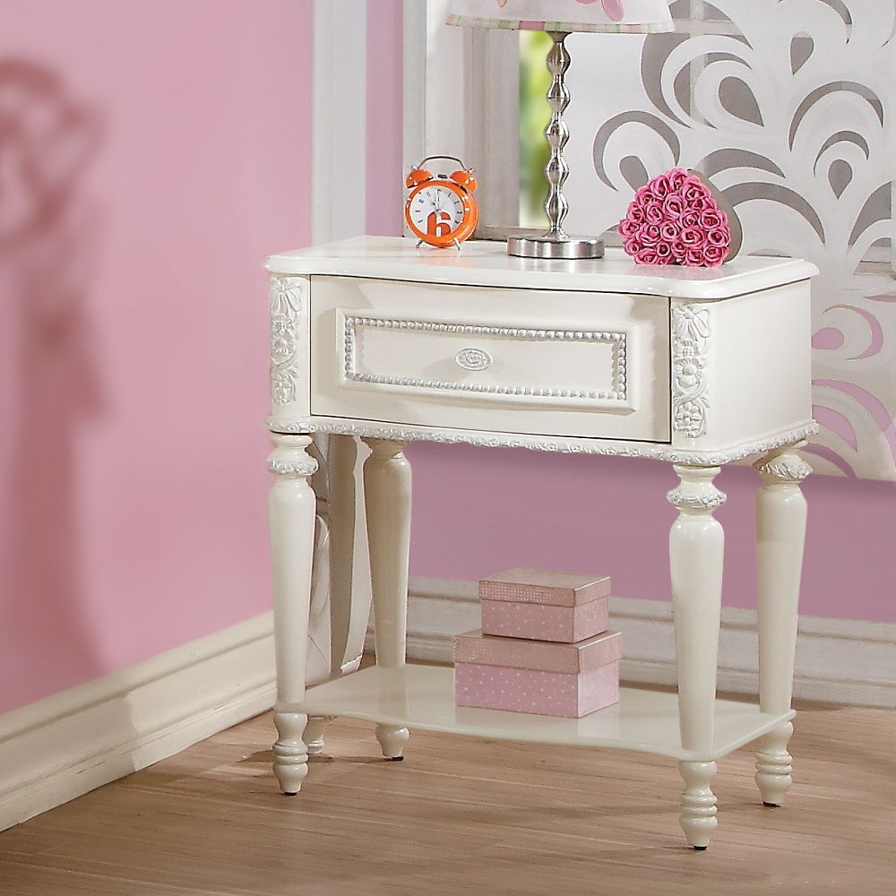 Dorothy - Nightstand With 1 Drawer - Ivory, white