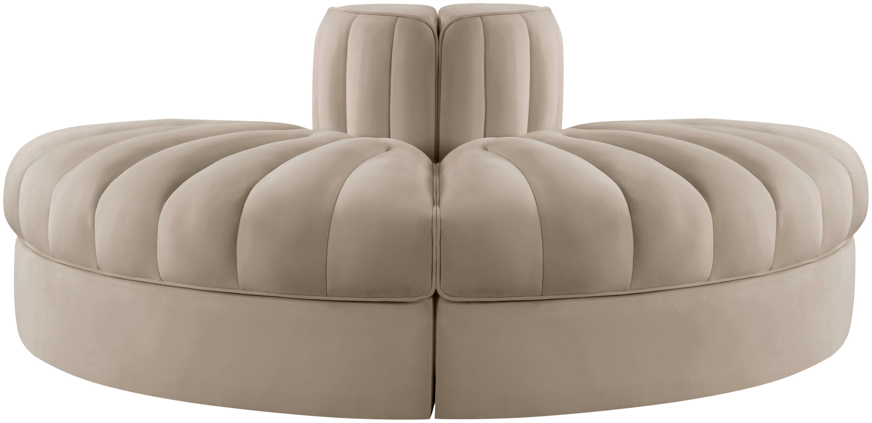 Rummi - Velvet Performance Fabric Upholstered 2 Piece Modular Loveseat - Beige