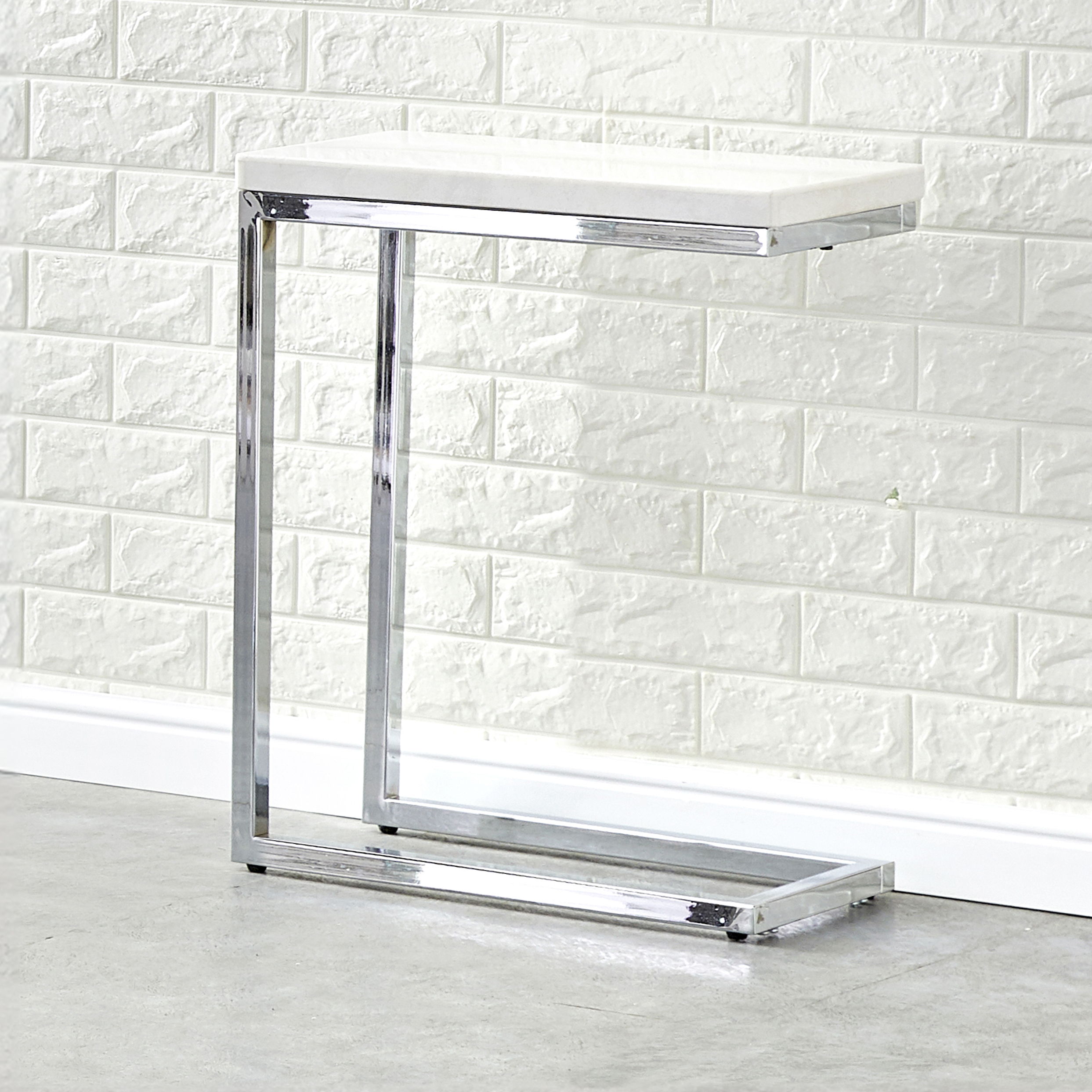 Echo - Marble Top Chairside Table - White