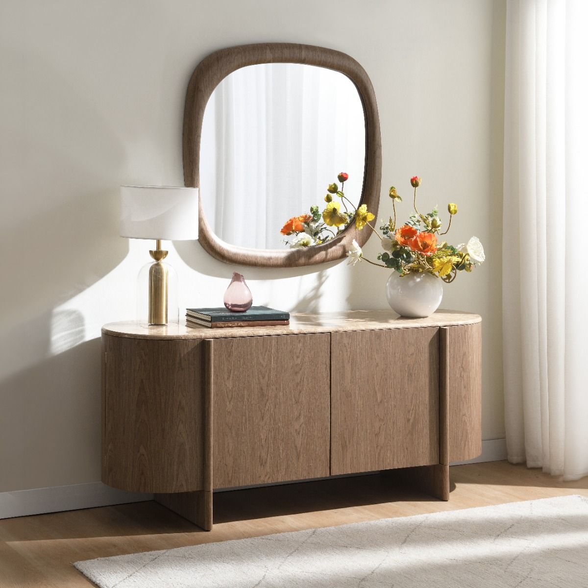 Markku - Aceent Mirror - Oak, dark brown, view 5