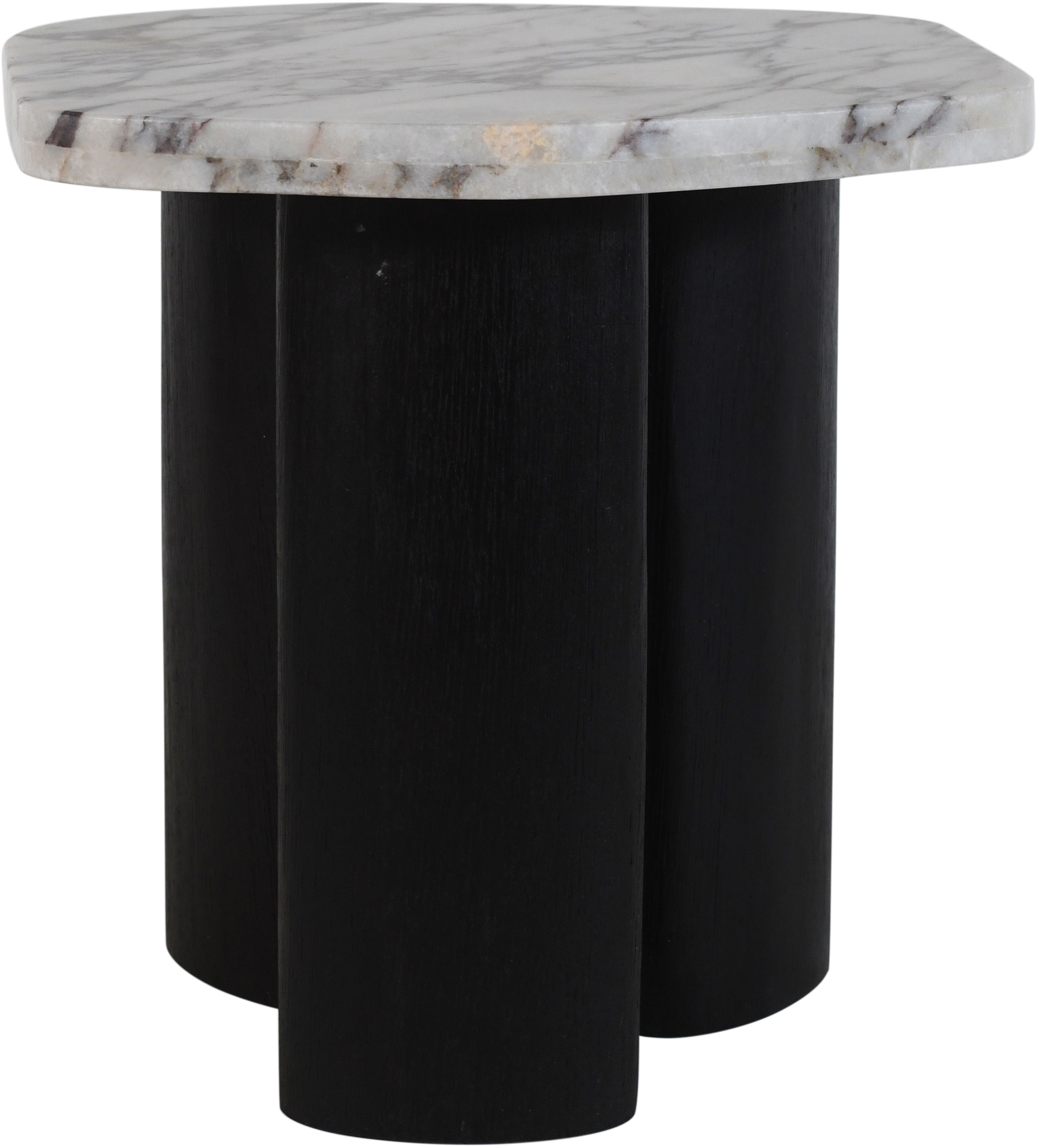 Puglia - Marble Top And Oak Wood Base End Table - White