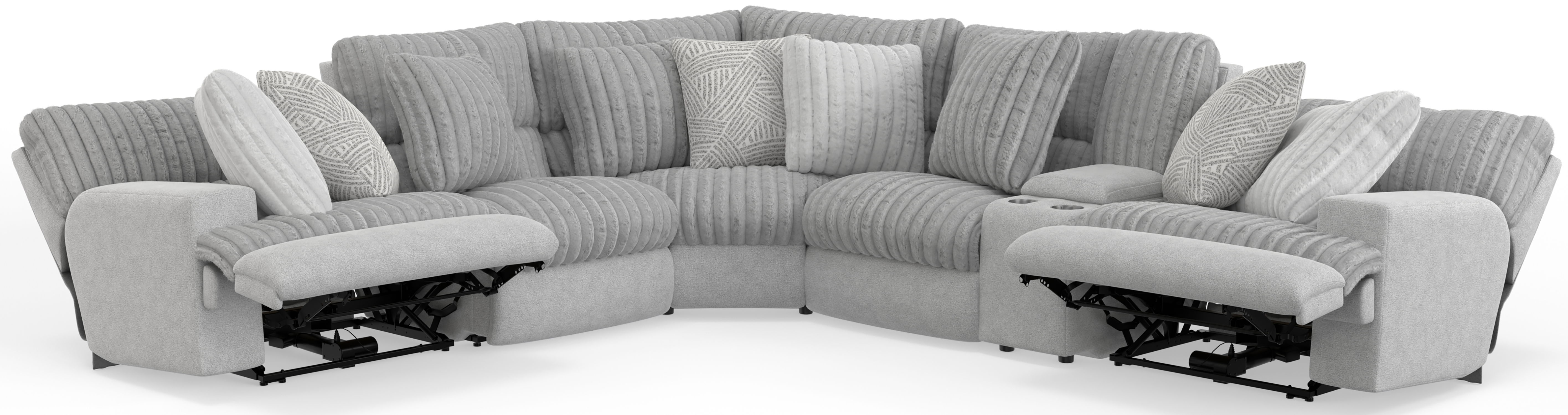 Abraxas - 6 Piece Upholstered Reclining Sectional With 2 Power Reclining Seats And Storage Console - Moonstruck