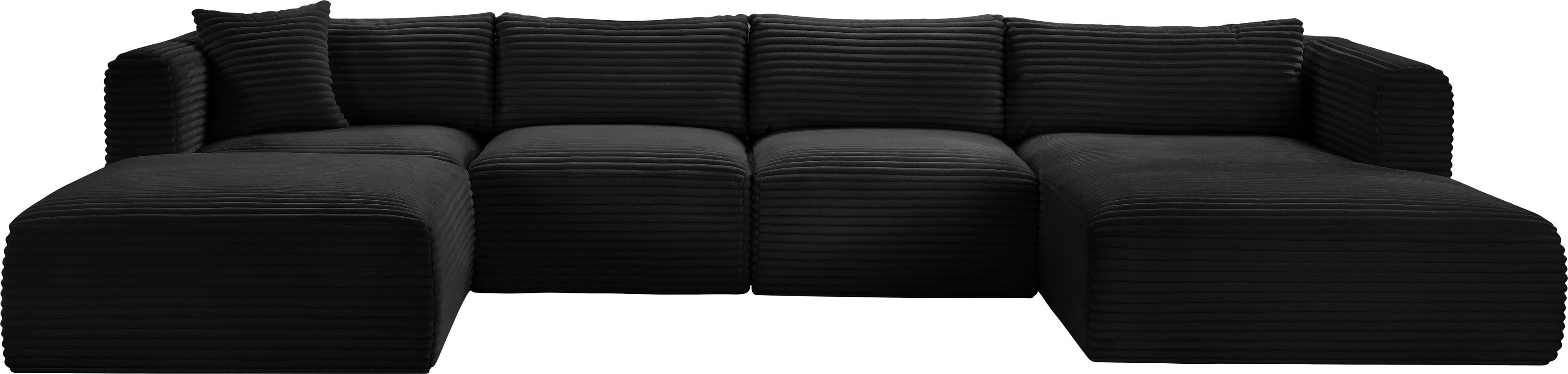 Shaggy - 5 Piece Modular Sectional With Chaise And Ottoman - Black