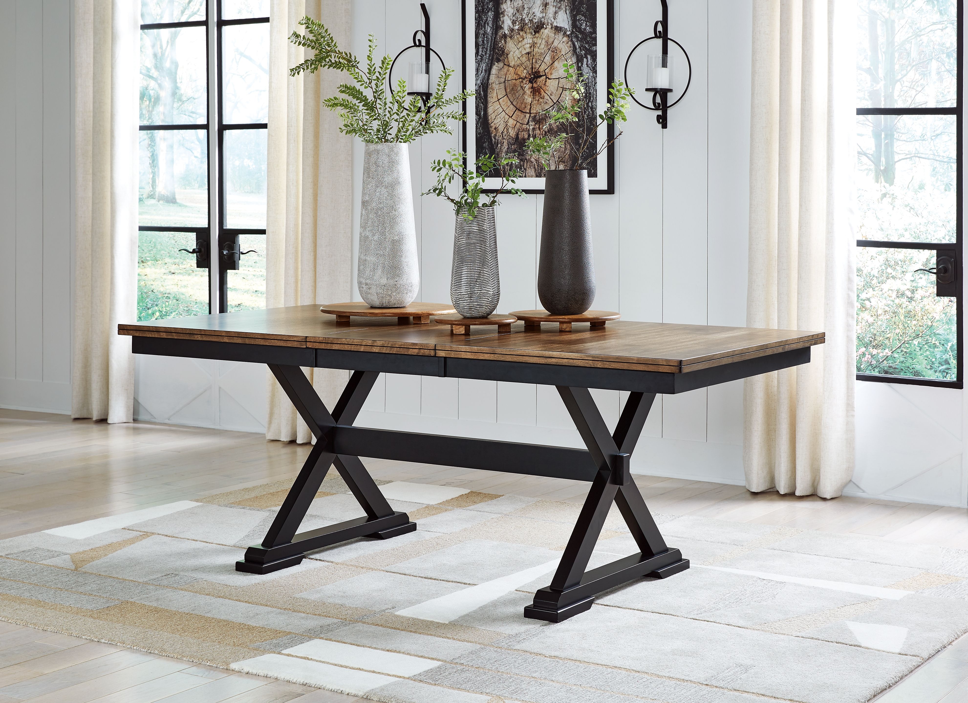 Wildenauer - 9 Pc. - Extension Table, 8 Side Chairs - Brown / Black