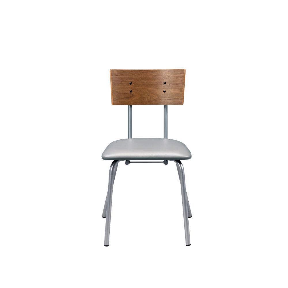 Jurgen - Side Chair (Set of 2) - Gray Synthetic Leather, Oak & Silver, silver, view 2