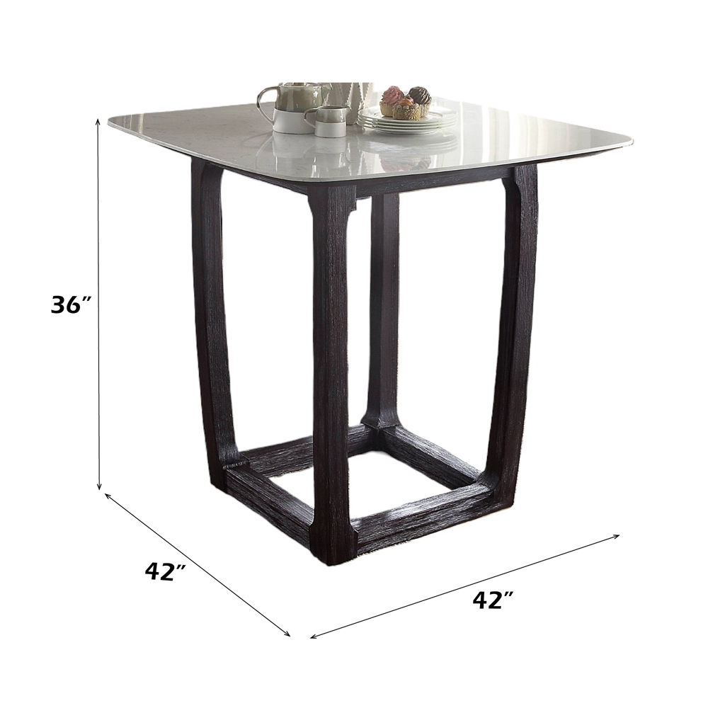 Razo - Counter Height Table With Marble Top - Marble Top & Weathered Espresso, black, view 3