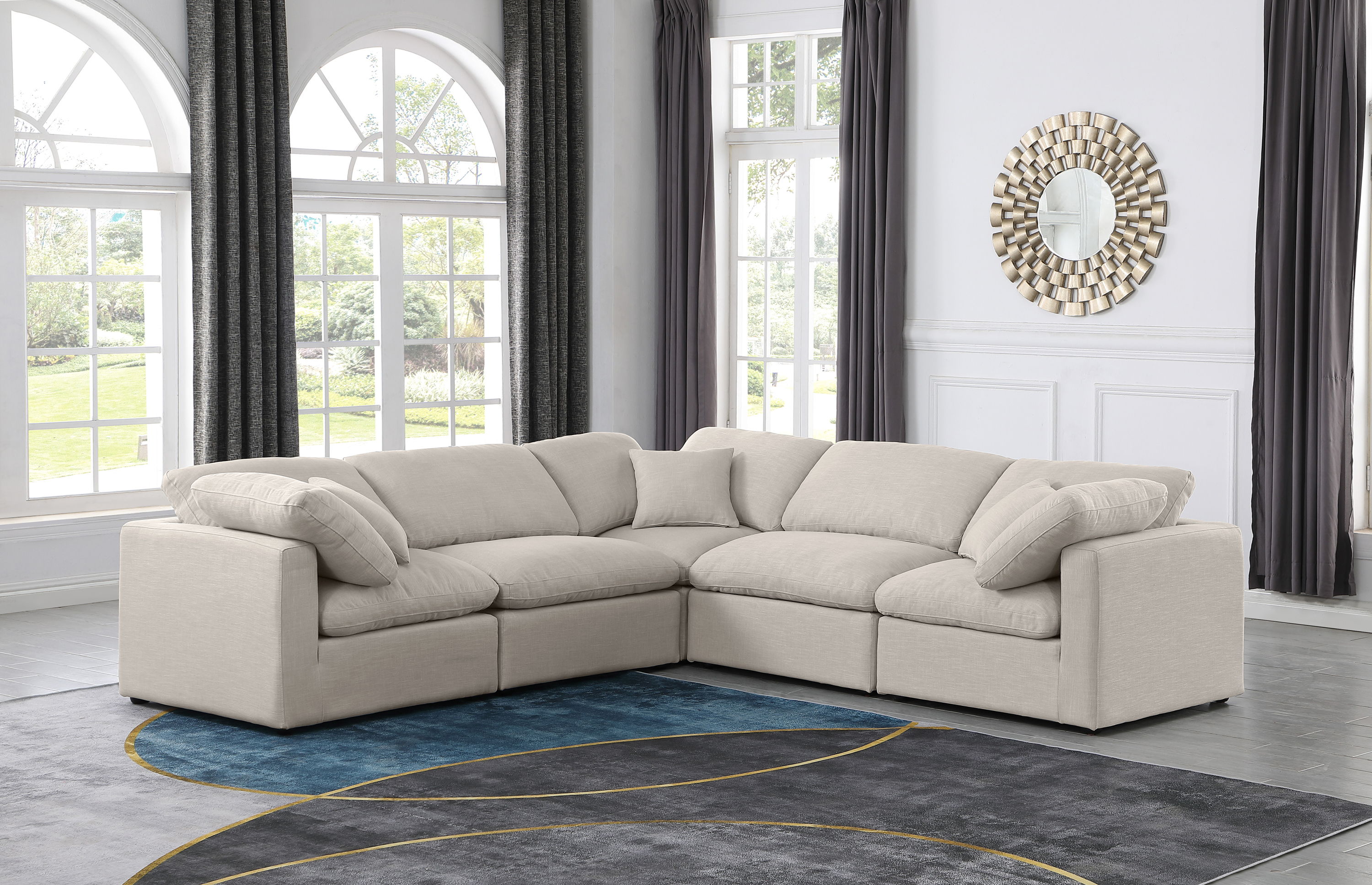 Indulge - Linen 5 Piece Modular Corner Sectional - Ivory