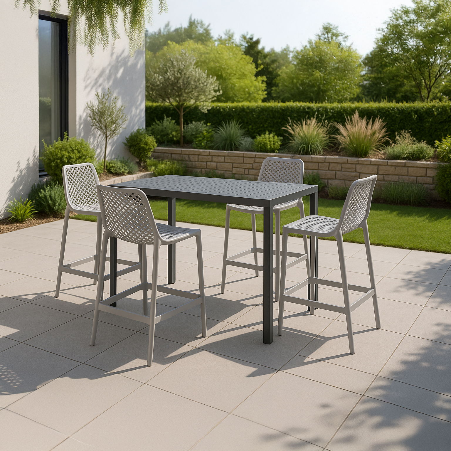 Mykonos - Outdoor Patio Stool (Set of 4) - Gray